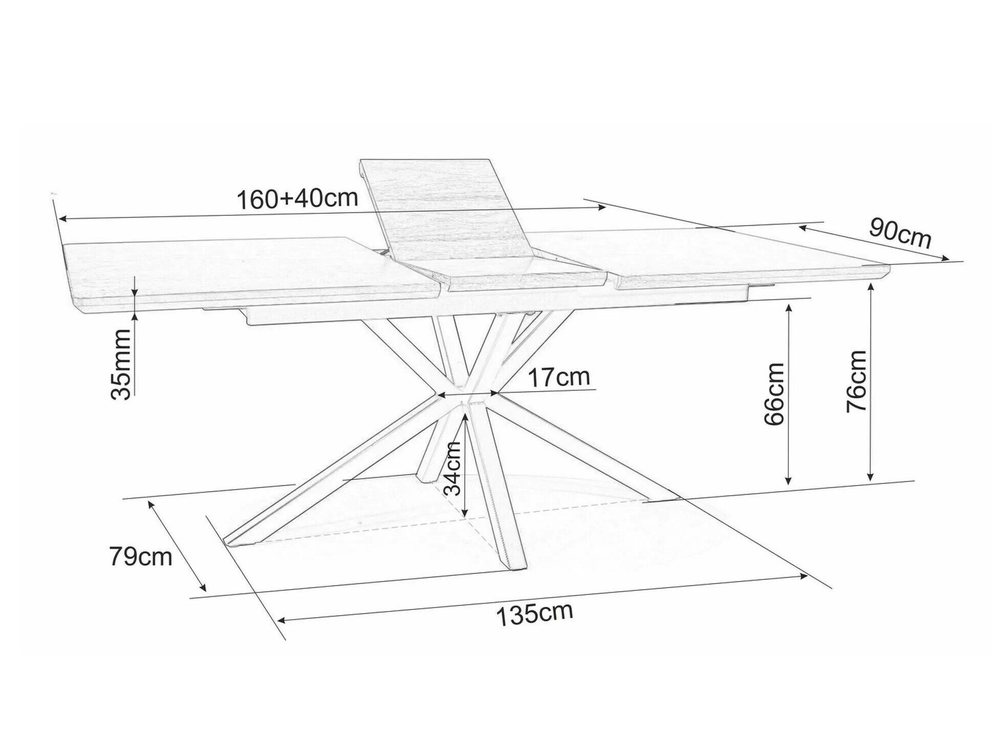 Τραπέζι Detroit 374 (Λευκό μάρμαρο + Μαύρο)
