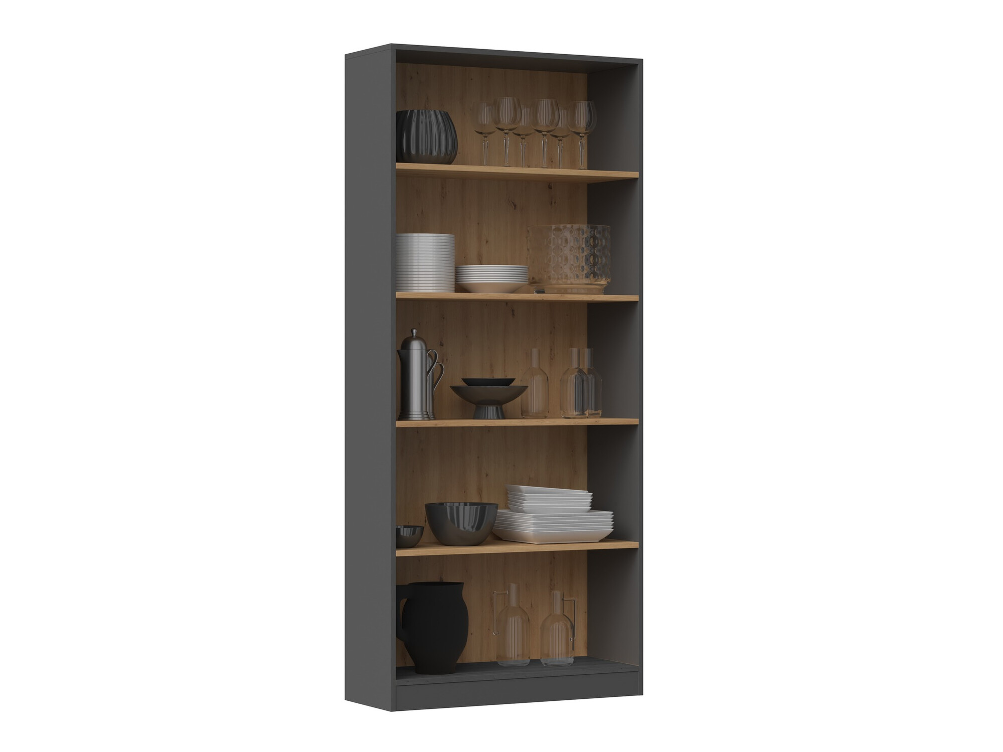 Bookcase Mandeville 253 (Anthracite + Artisan oak)
