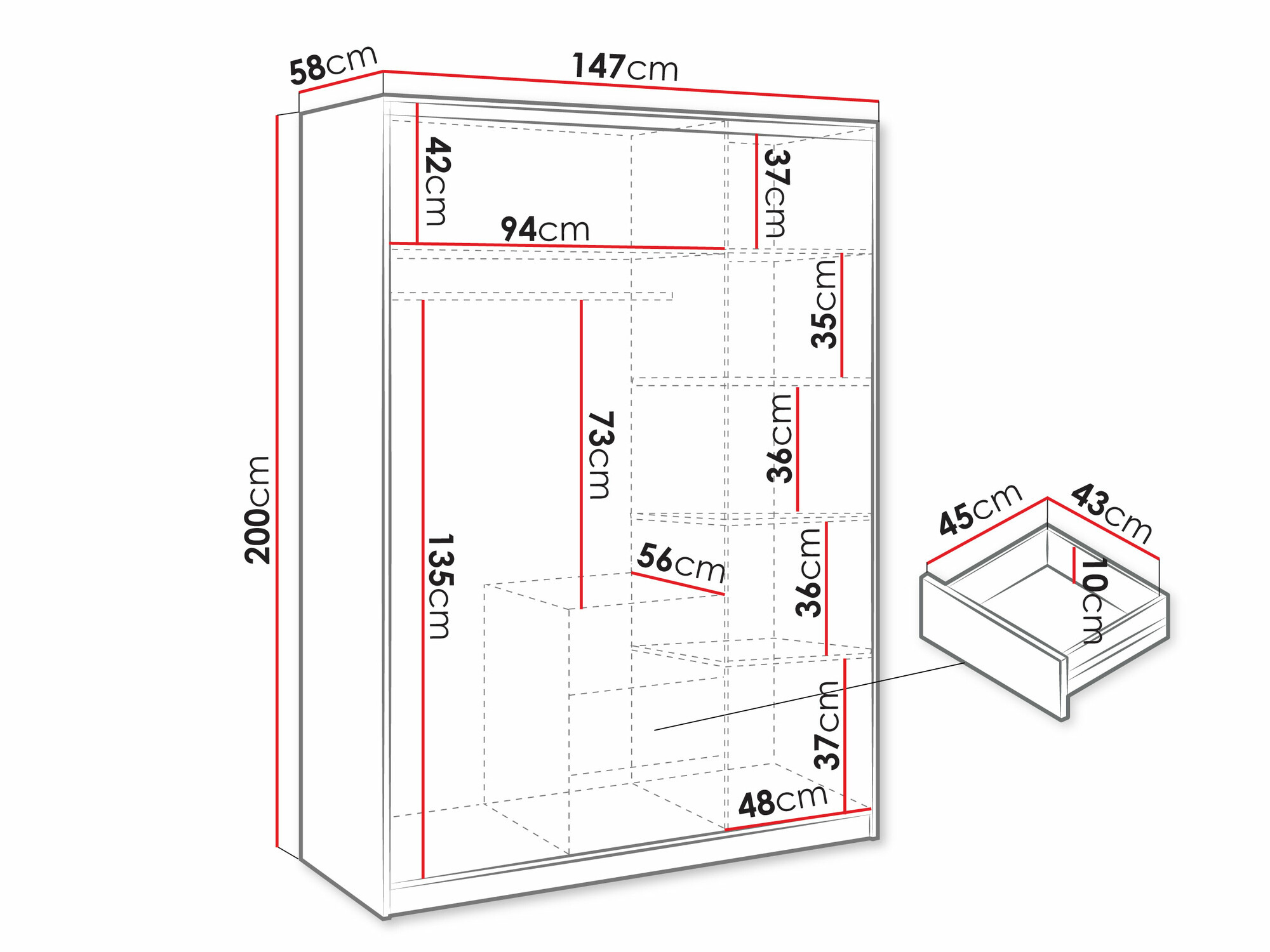 Ντουλάπα Dortivu II (Δρυς Ουέλλινγκτον)