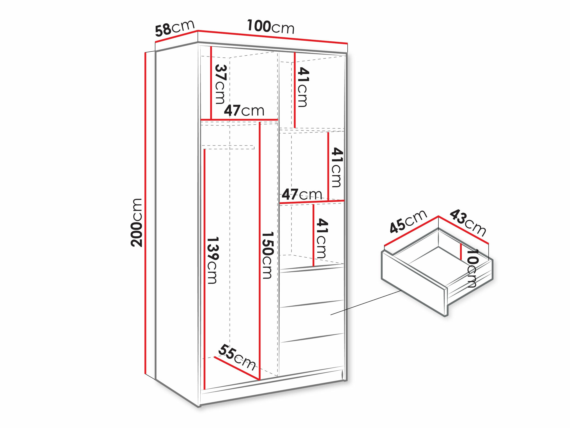 Ντουλάπα Collis (Δρυς wotan + Μαύρο)