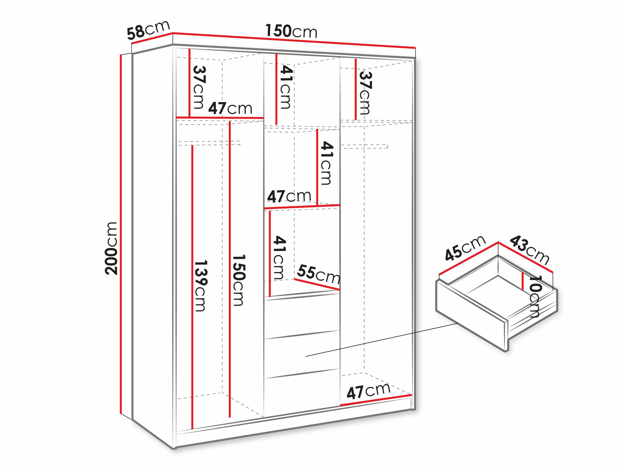 Ντουλάπα Collis I (Δρυς wotan + Μαύρο)