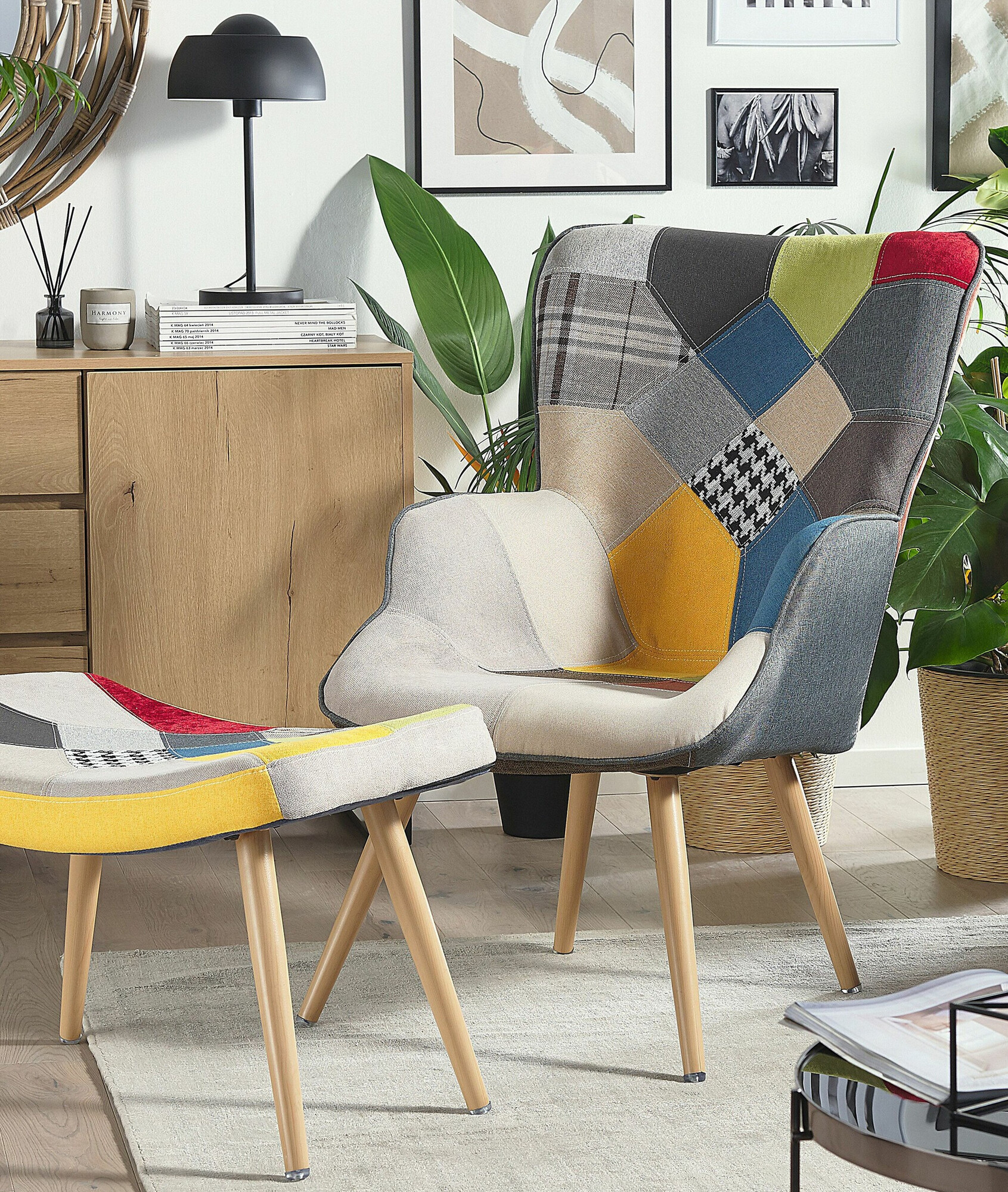 Armchair Berwyn 2048 (Black + Blue + Yellow)