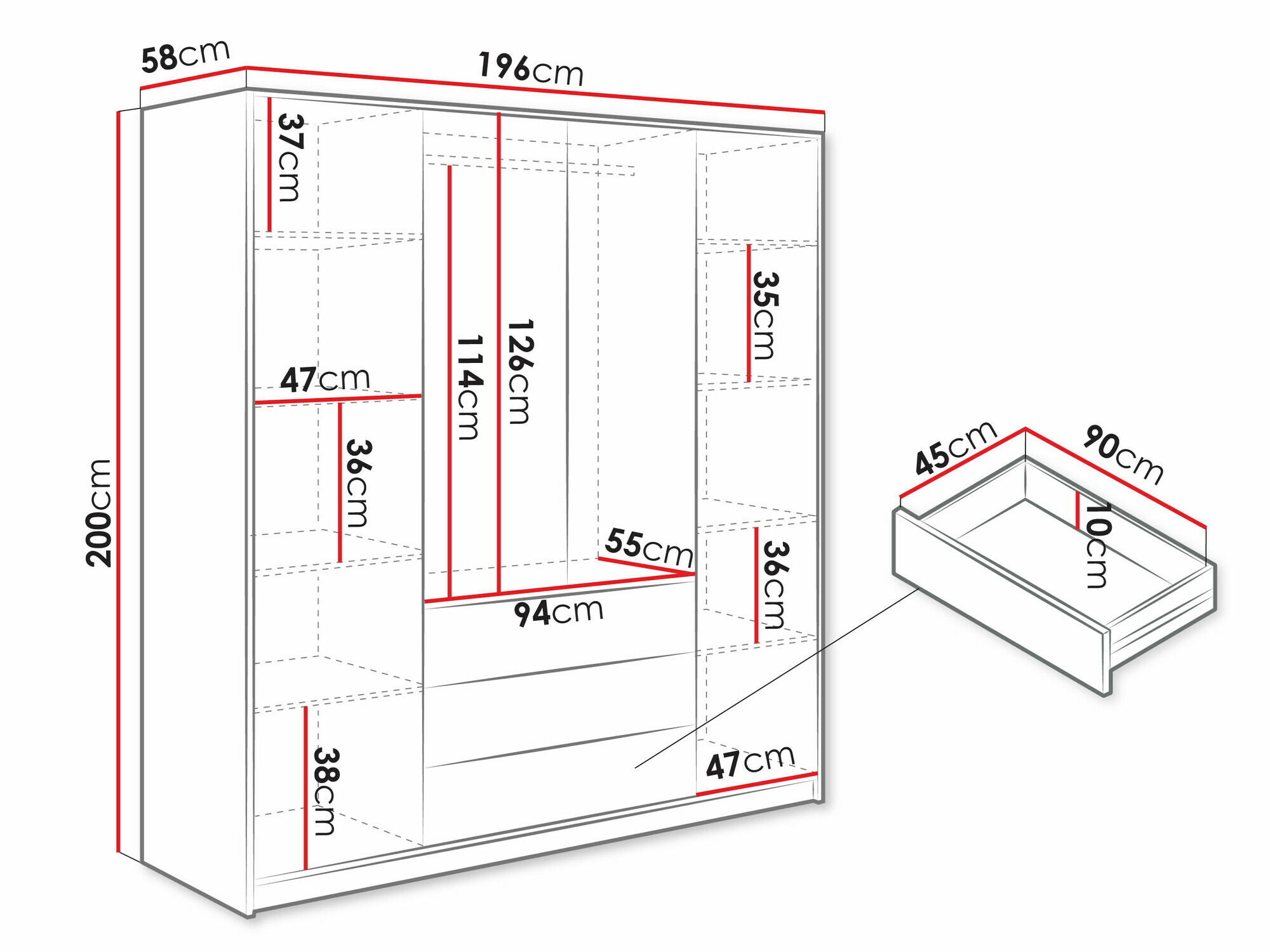 Ντουλάπα Collis II (Δρυς wotan + Μαύρο)