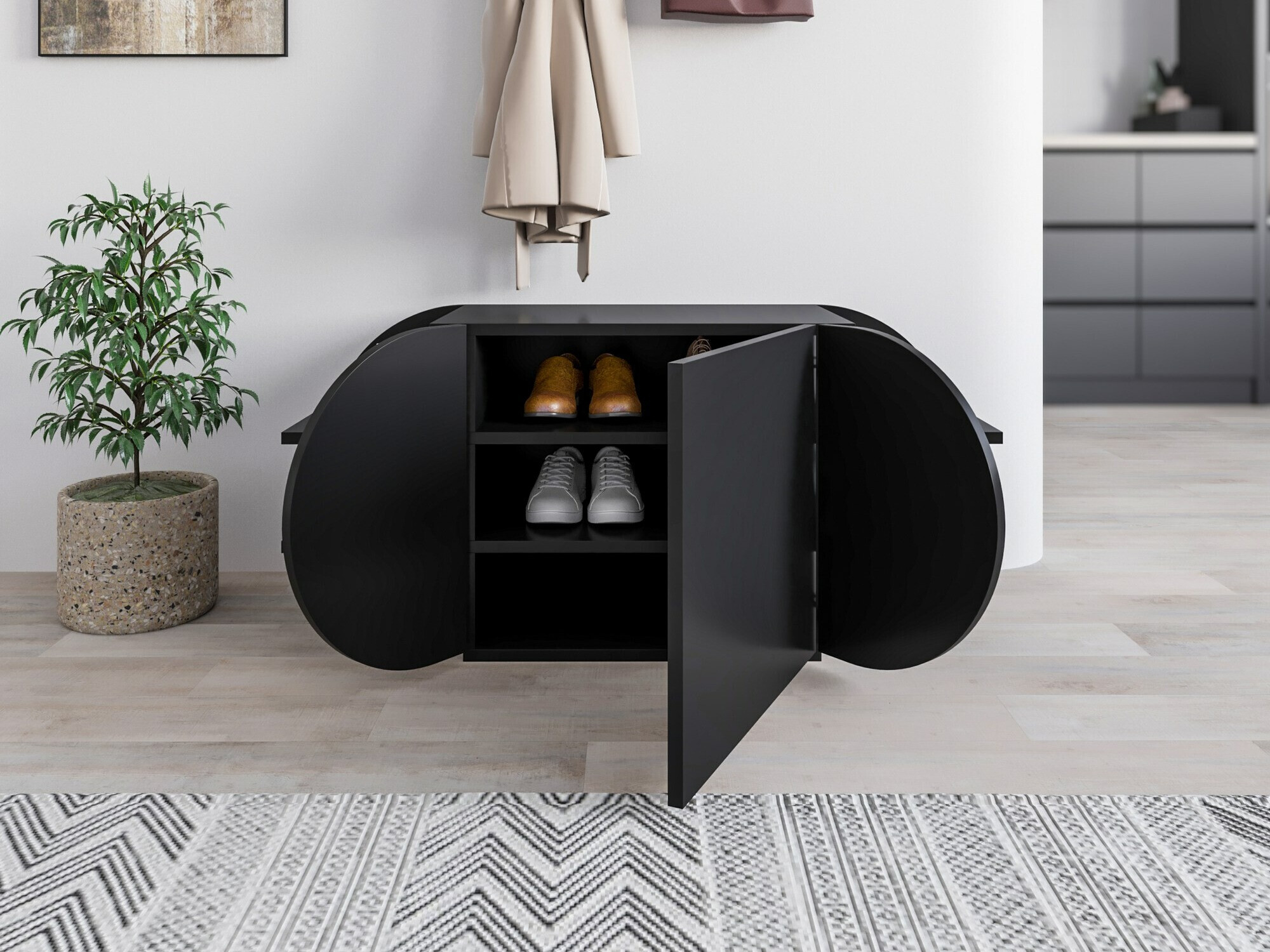 Shoe cabinet Kailua 2145 (Black)