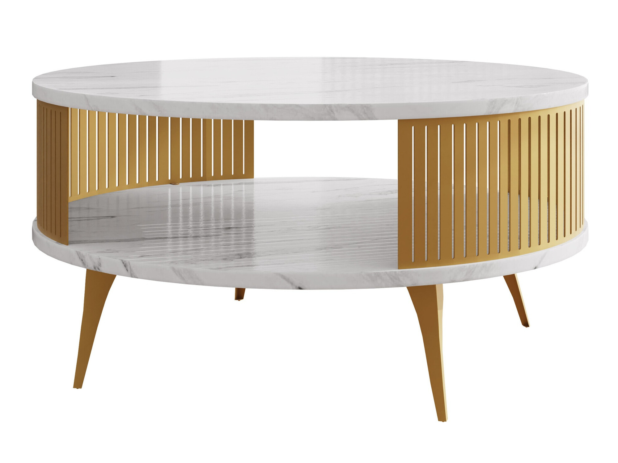 Coffee table Vitum I (Golden + White marble)