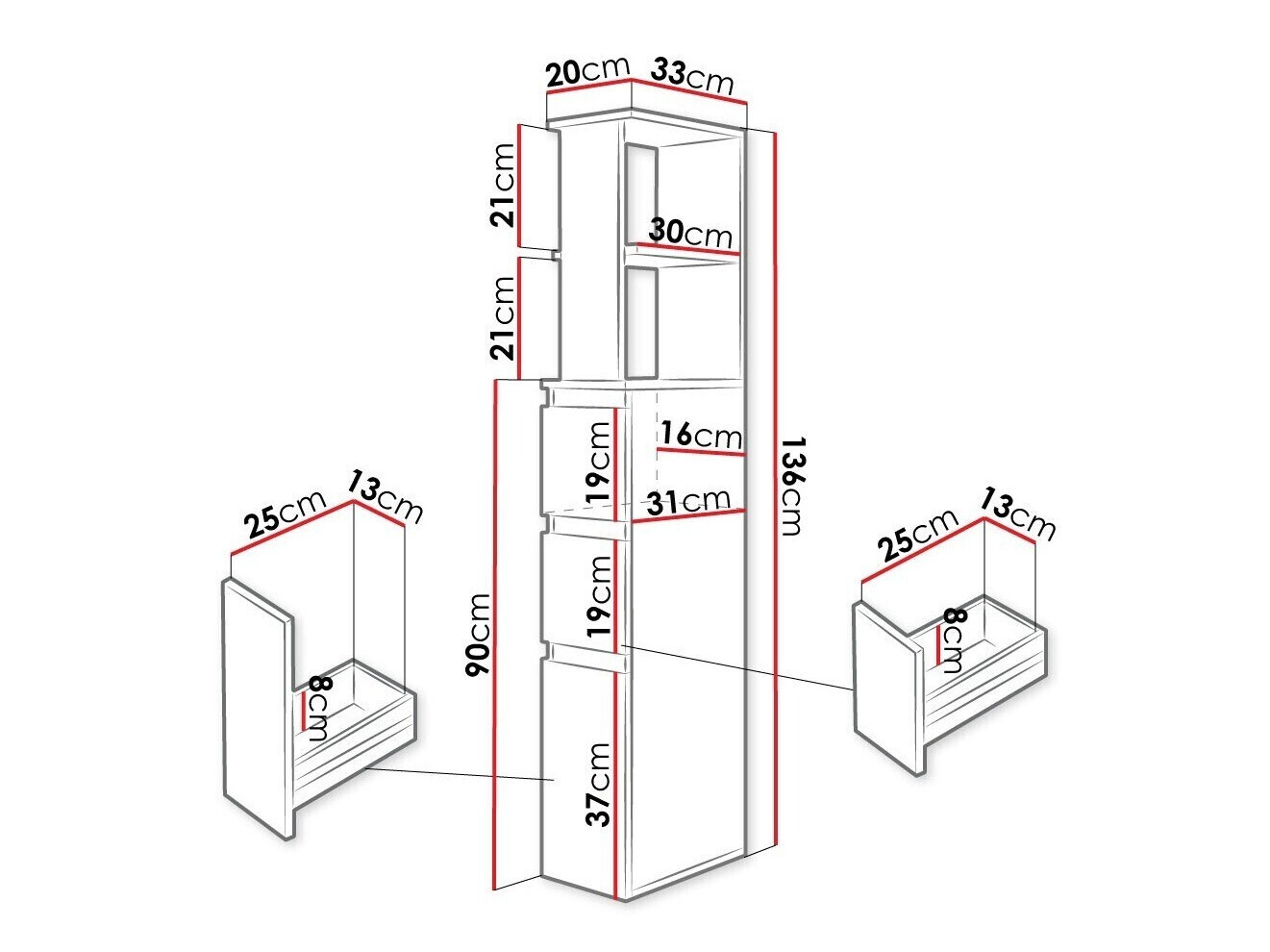 Όρθιο ντουλάπι μπάνιου Comfivo Ova