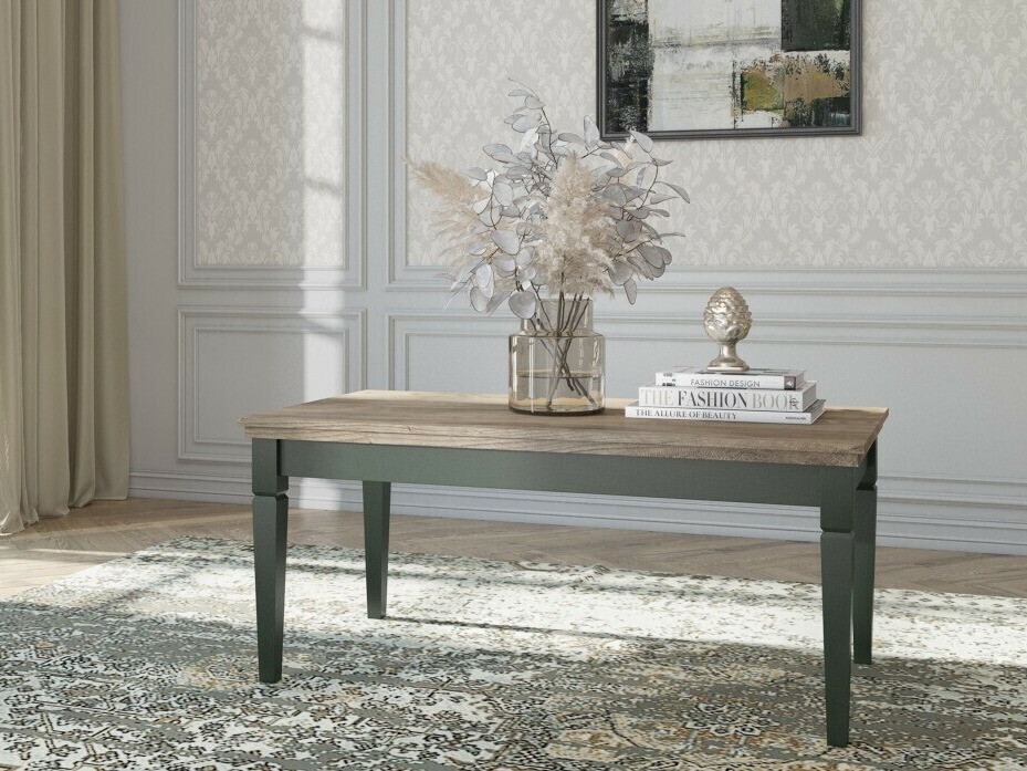 Τραπεζάκι σαλονιού Tolnue 108 (Σκούρο πράσινο + Δρυς Λευκάδας)