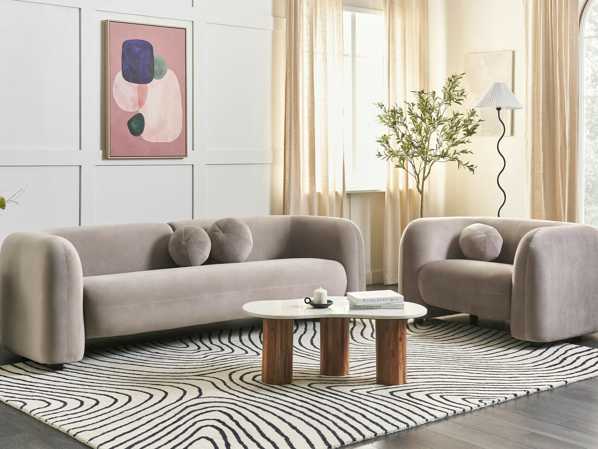 Σετ ταπετσαρισμένων επίπλων Veselme 104 (Taupe)