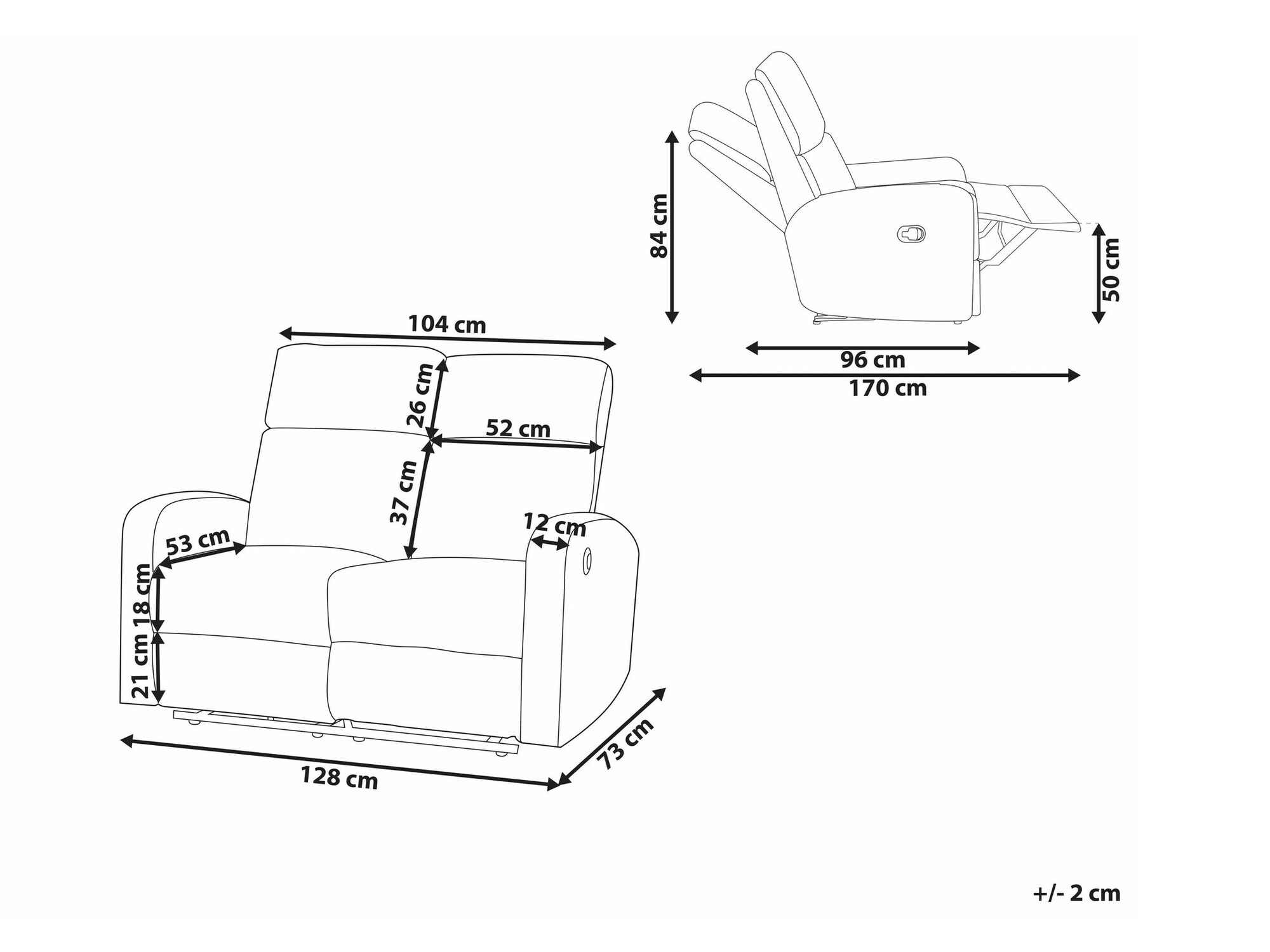 Sofa recliner Berwyn 2108 (Cream)