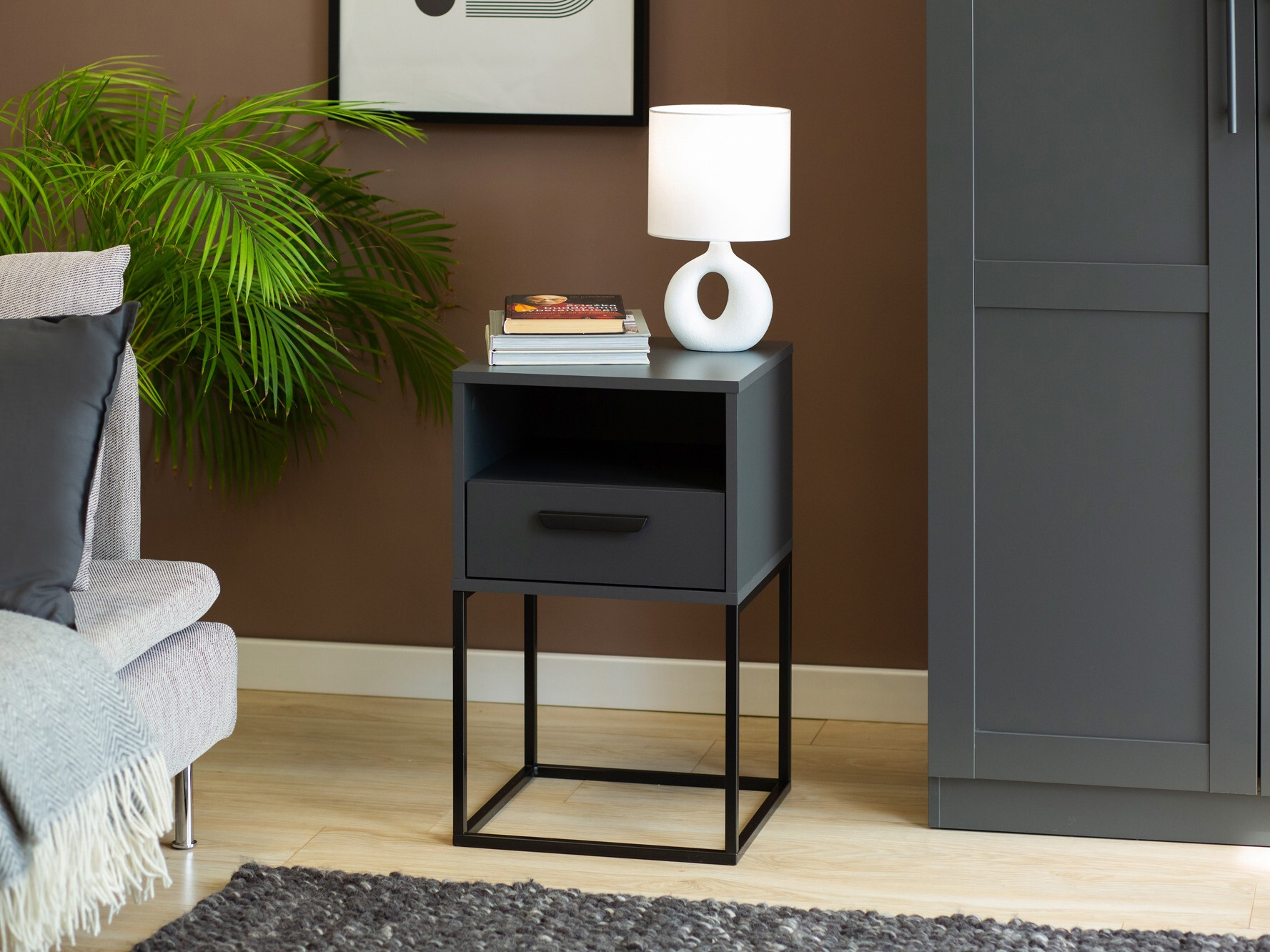 Κομοδίνο Bristol 193 (Ανθρακί)