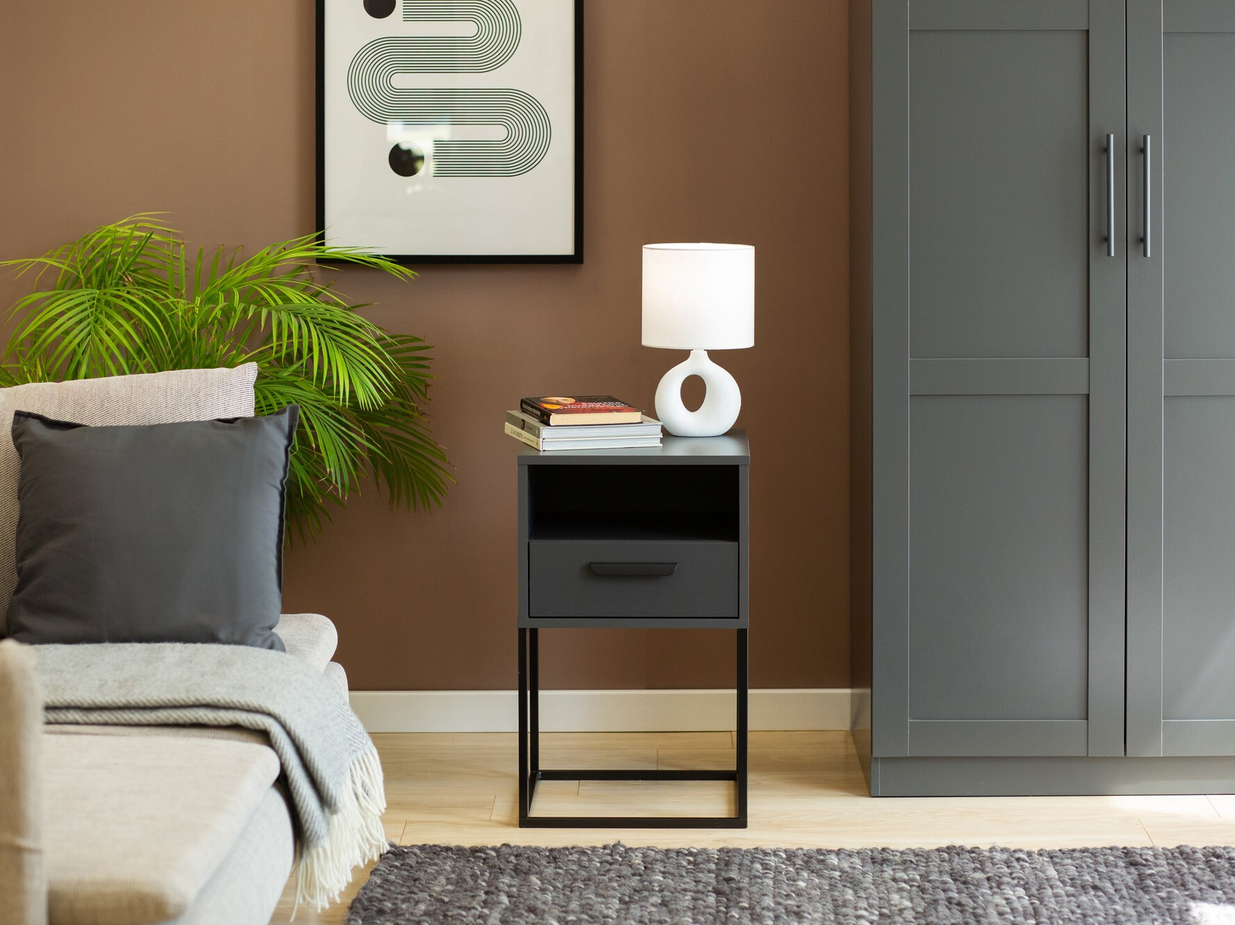 Κομοδίνο Bristol 193 (Ανθρακί)