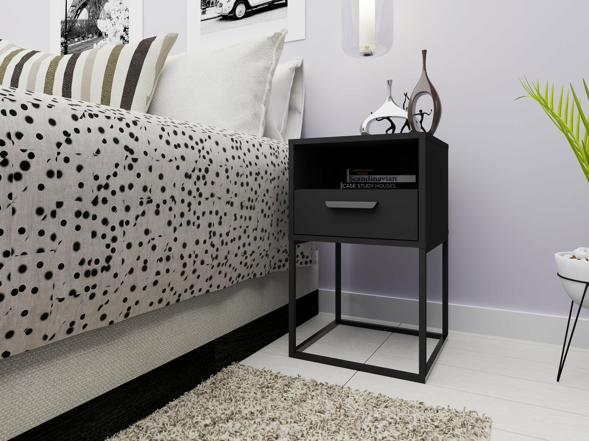 Κομοδίνο Bristol 193 (Ανθρακί)