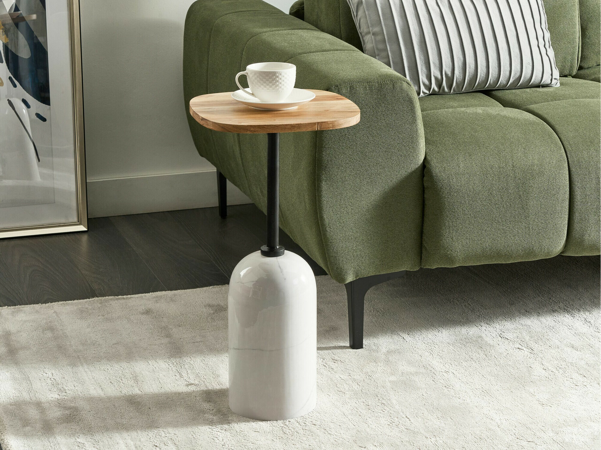 Βοηθητικό τραπεζάκι Berwyn 2127 (Άσπρο + Ανοιχτό χρώμα ξύλου)