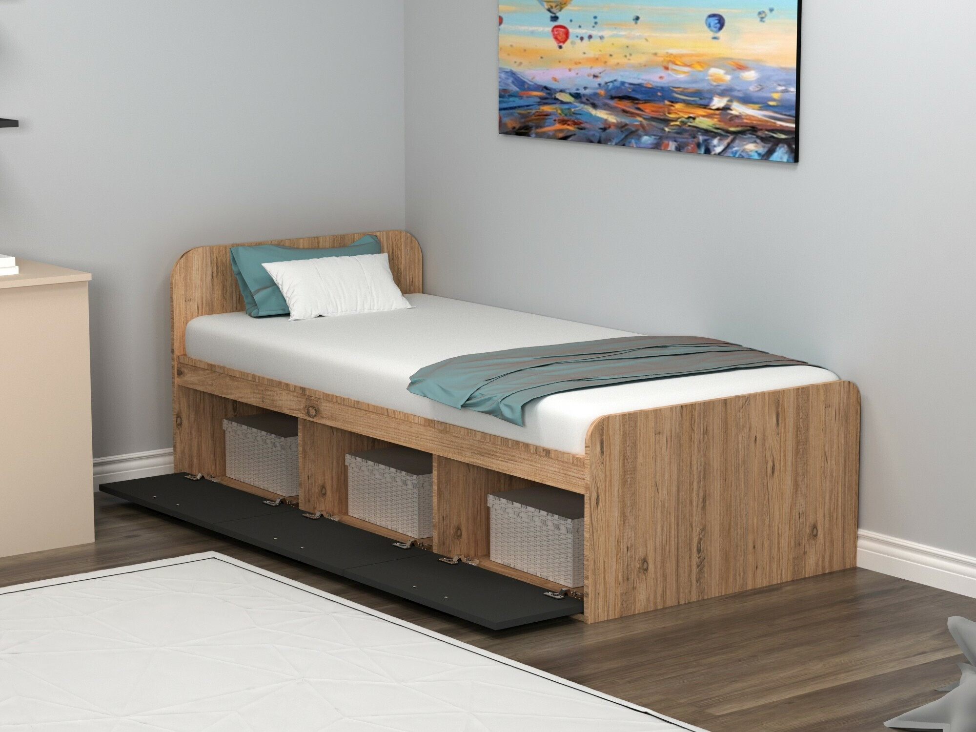Bed Kailua 2185 (Anthracite + Pine)