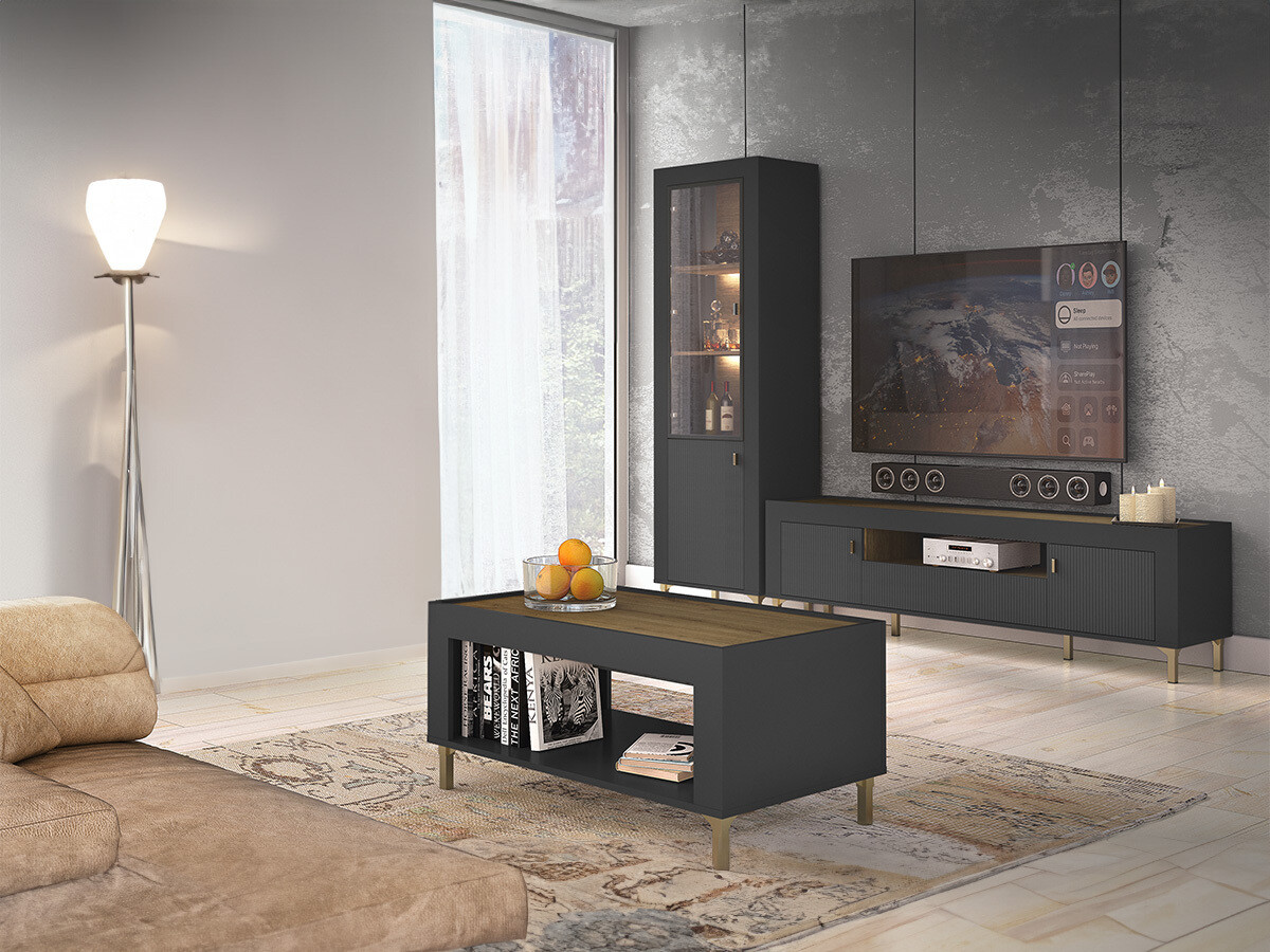 Σετ επίπλων σαλονιού Mormavu 114 (Μαύρο ματ)