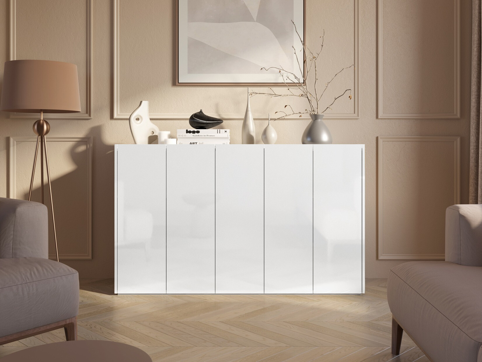 Μπουφέ Fresno 147 (Γυαλιστερό λευκό)