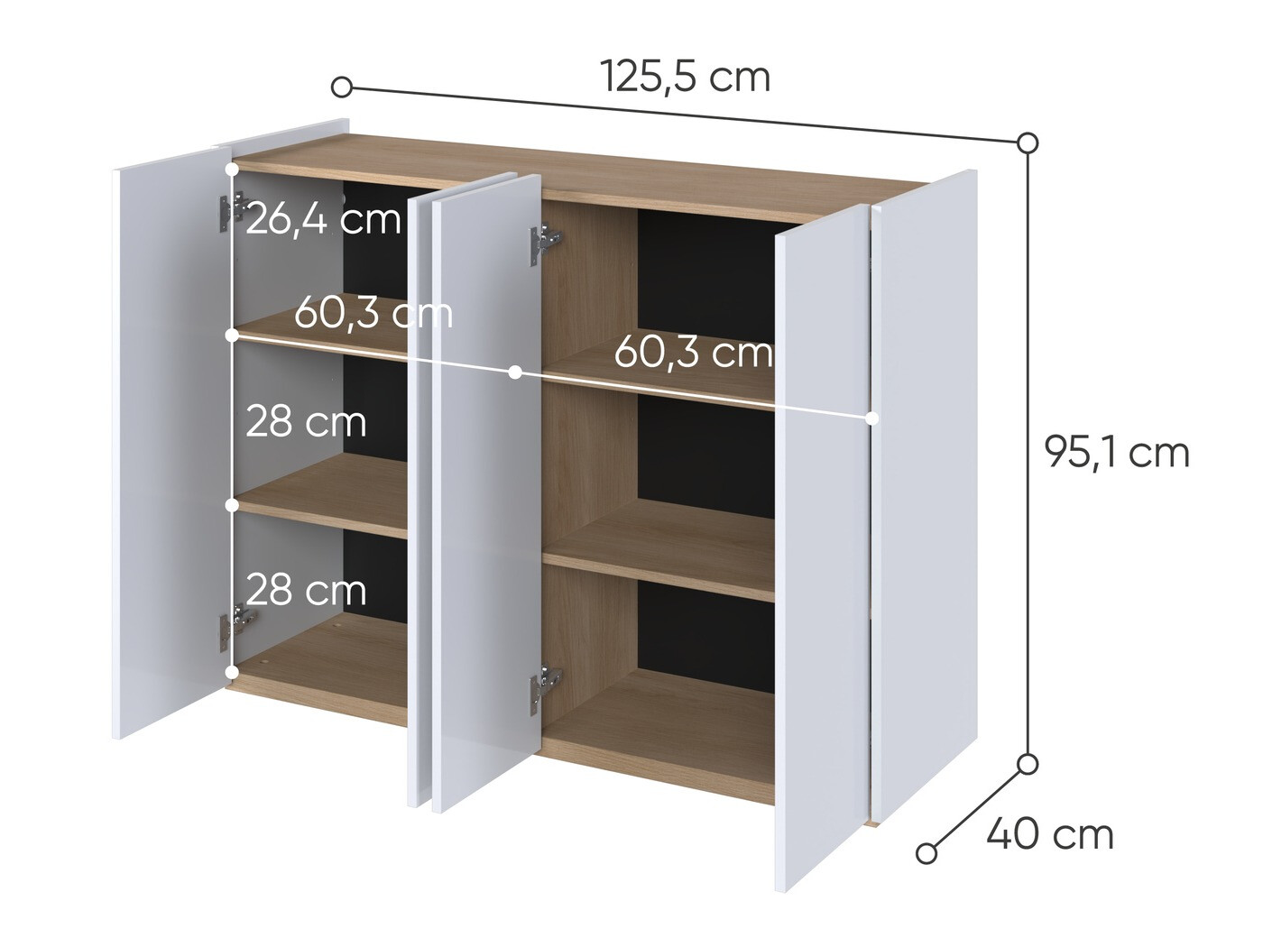 Sideboard Fresno 148 (Glossy white)