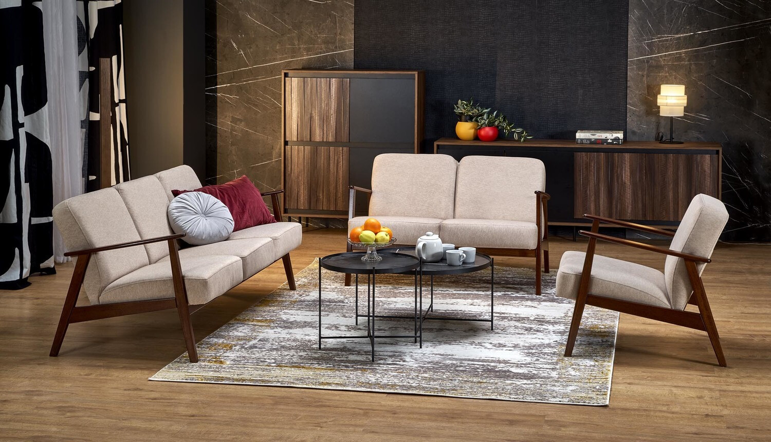 Armchair Houston 2116 (Beige + Walnut)