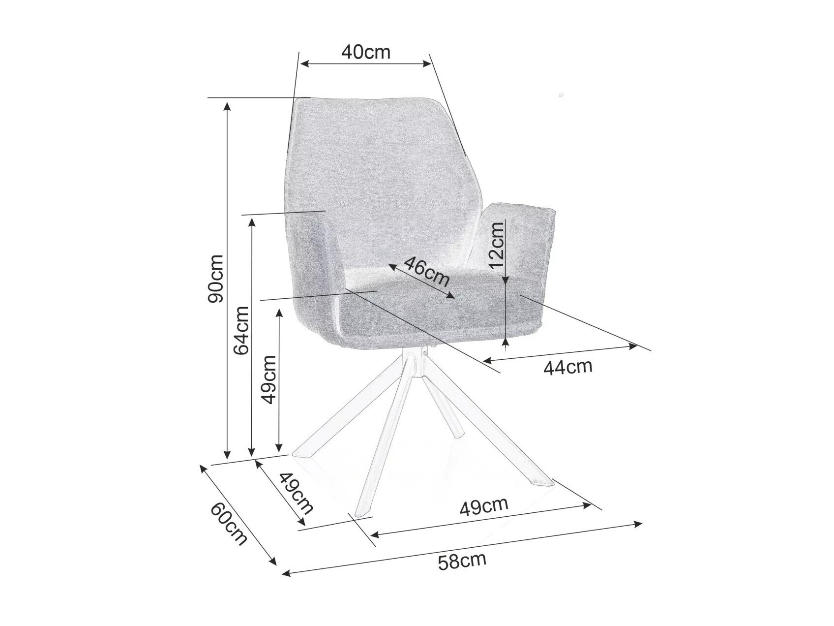 Καρέκλα Detroit 423 (Σκούρο γκρι)
