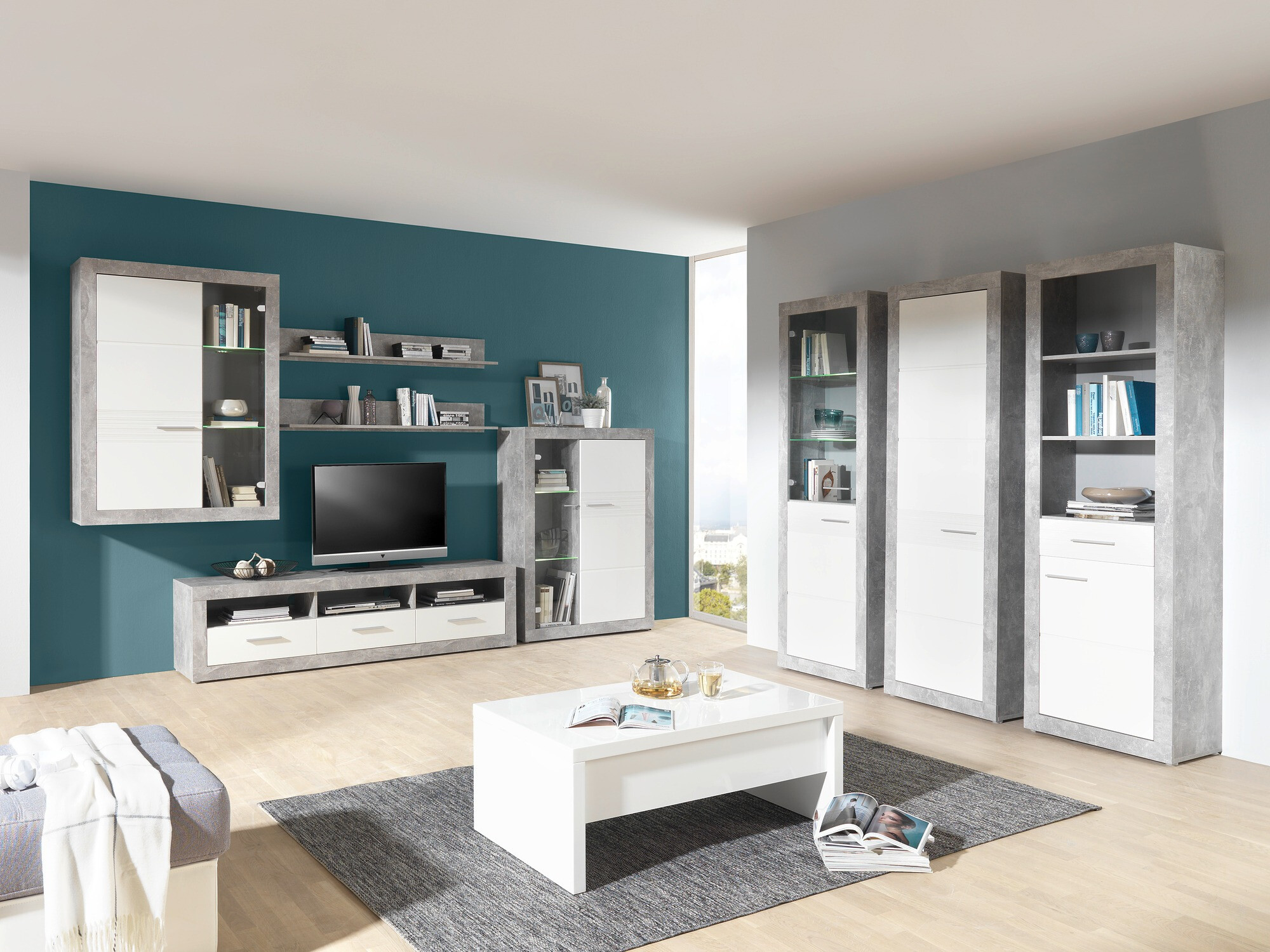 Έπιπλο τηλεόρασης Romfera 103 (Άσπρο + Γκρι)