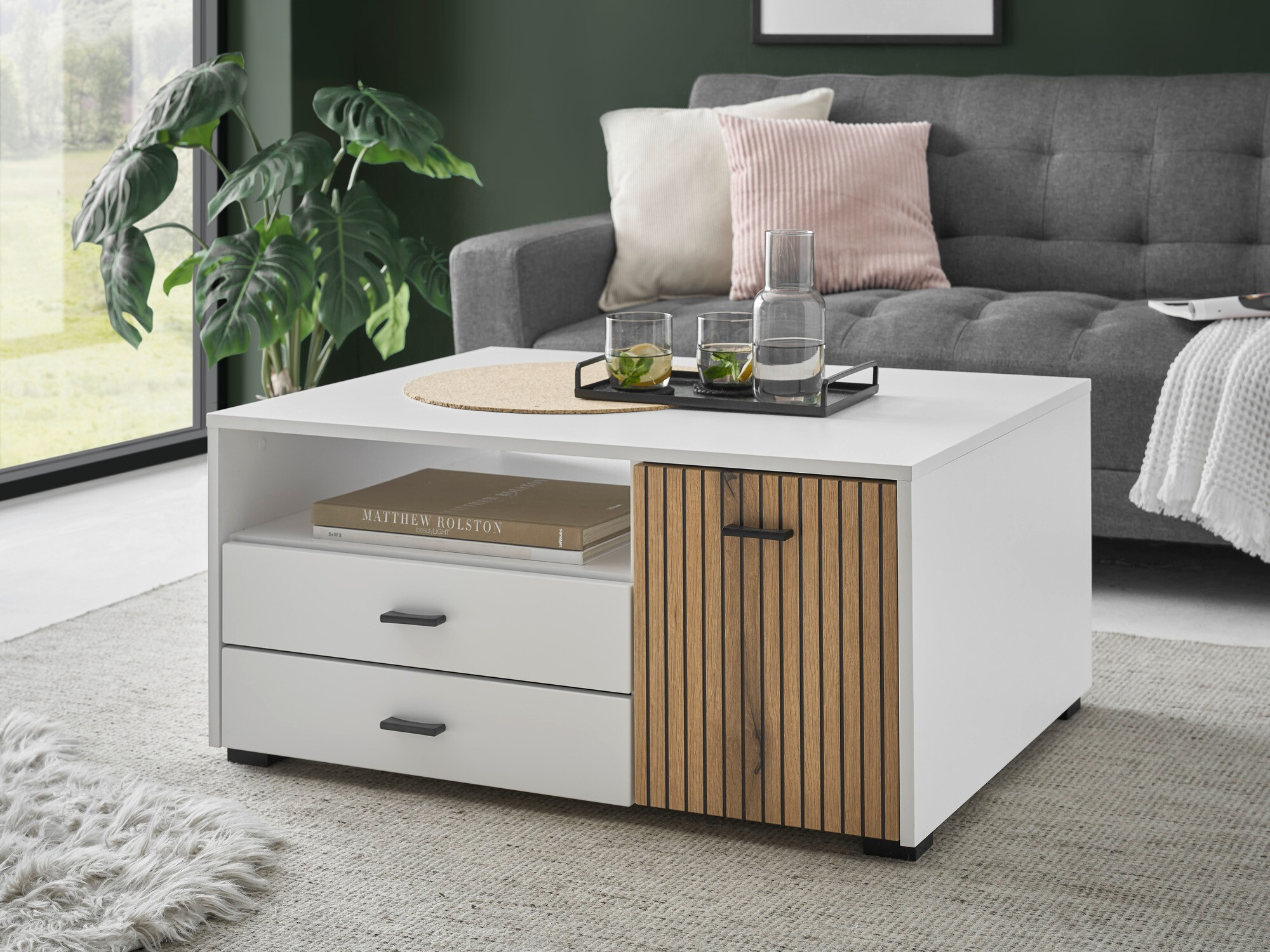 Coffee table Belmelu 109 (White + Oak)