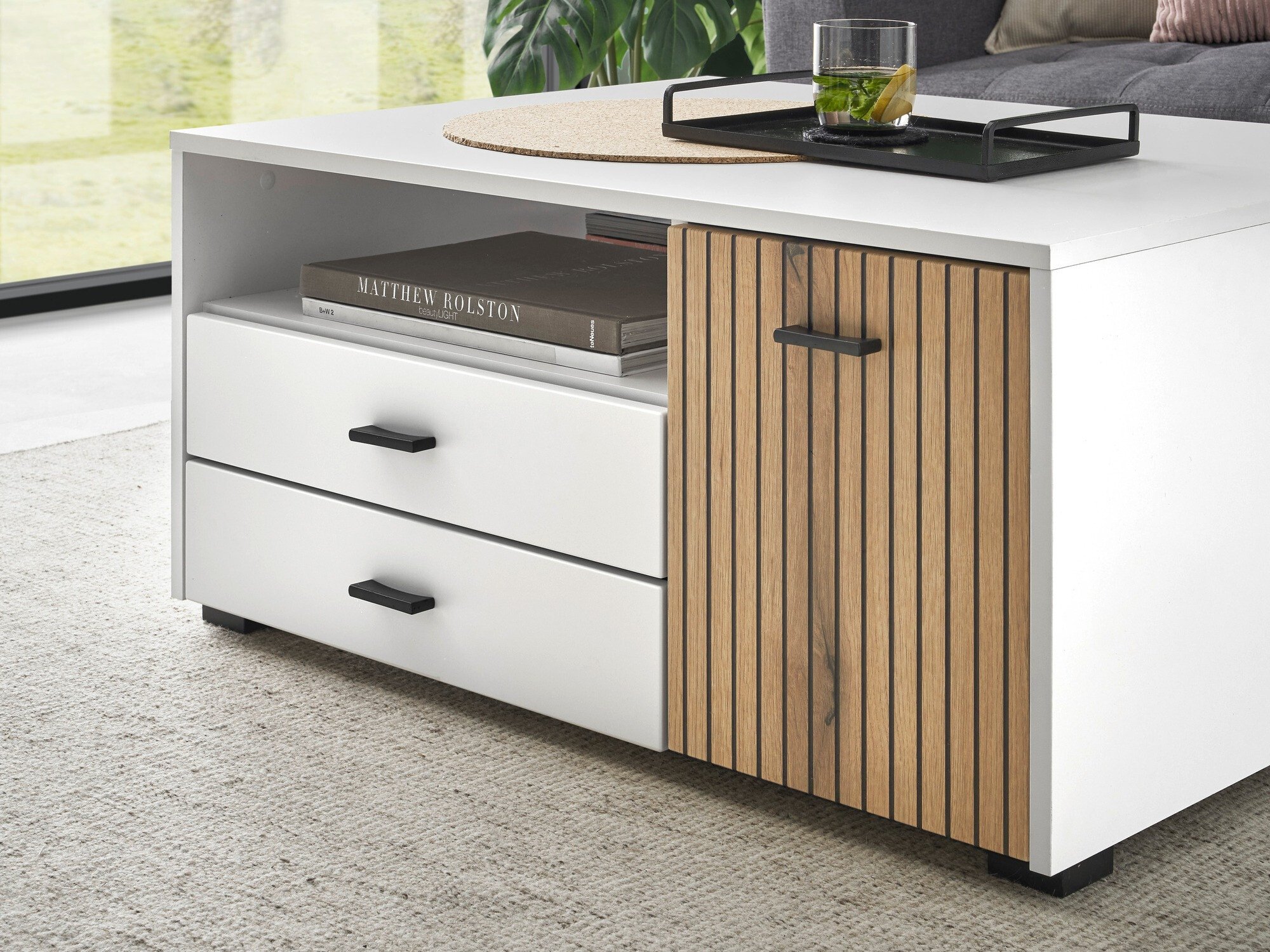Coffee table Belmelu 109 (White + Oak)