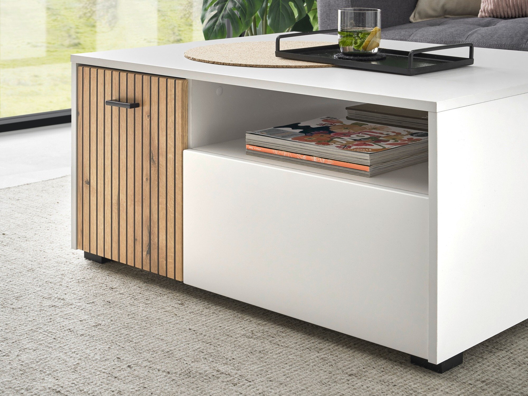 Coffee table Belmelu 109 (White + Oak)