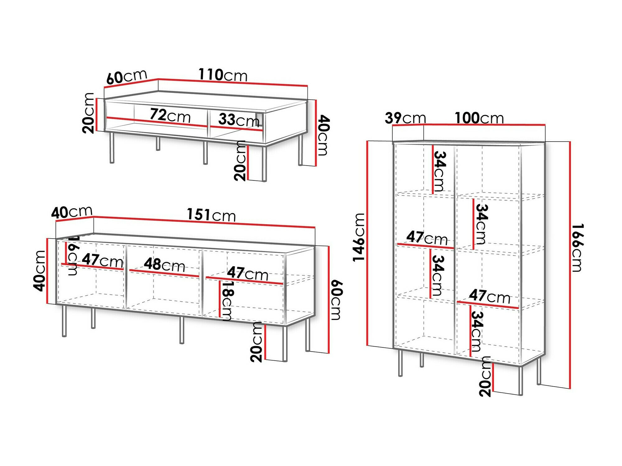 Σετ επίπλων σαλονιού Celra (Άσπρο)