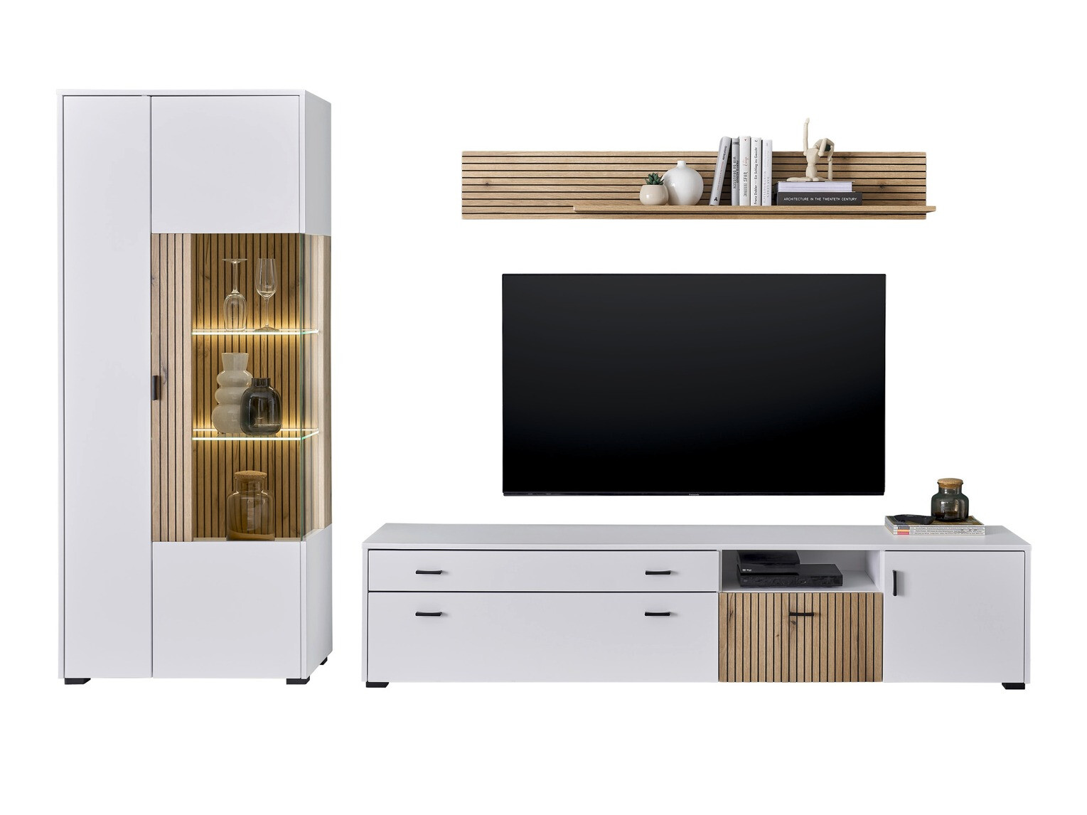 Σετ επίπλων σαλονιού Belmelu 123 (Άσπρο + Δρυς)