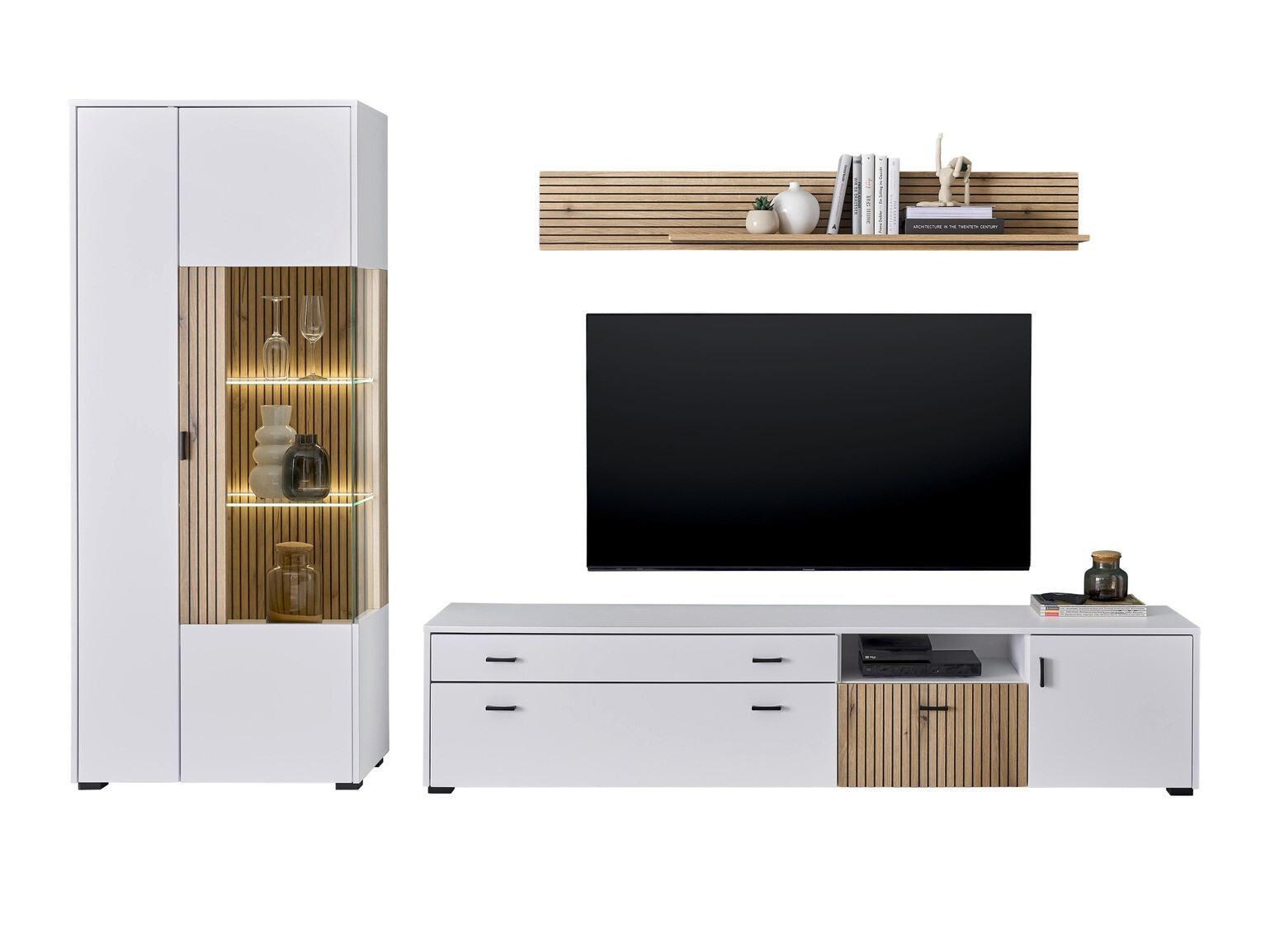 Σετ επίπλων σαλονιού Belmelu 123 (Άσπρο + Δρυς)