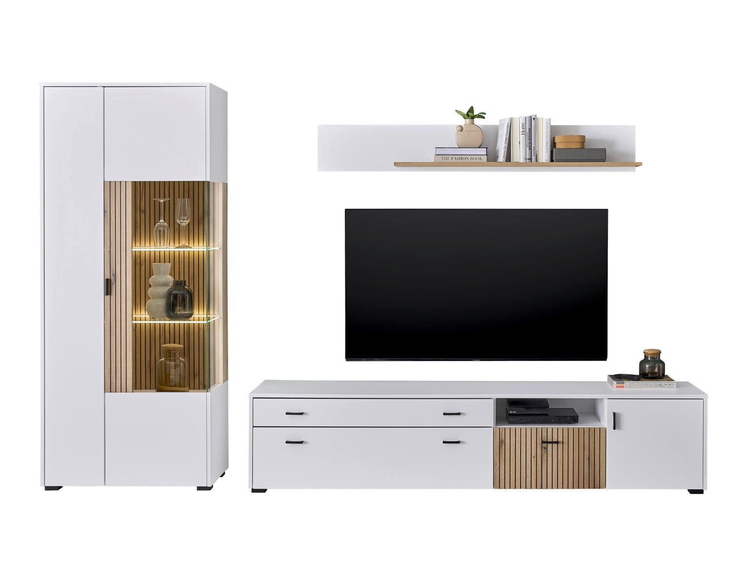 Σετ επίπλων σαλονιού Belmelu 124 (Άσπρο + Δρυς)