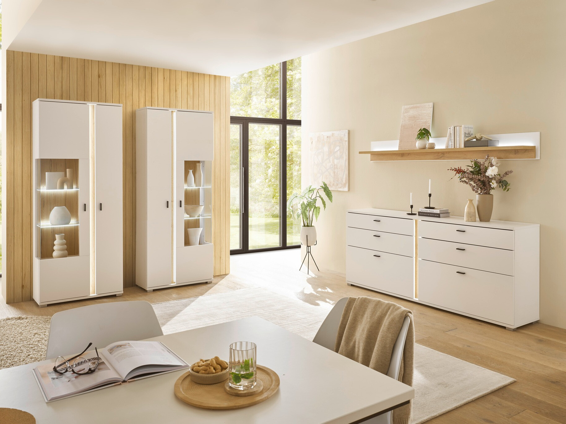 Chest of drawers Avimavi 107 (White + Wotan Oak)