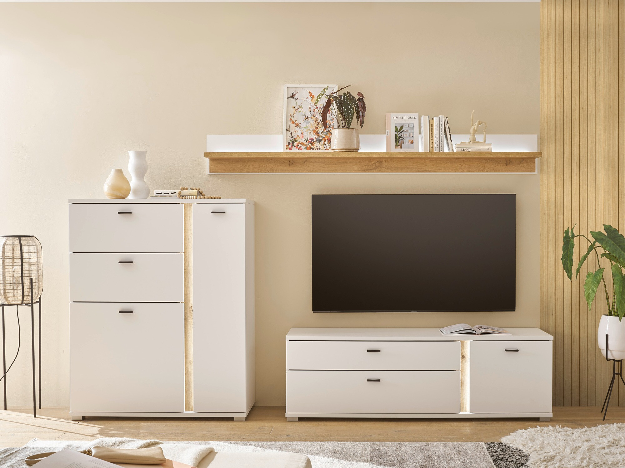 Σετ επίπλων σαλονιού Avimavi 119 (Άσπρο + Δρυς wotan)