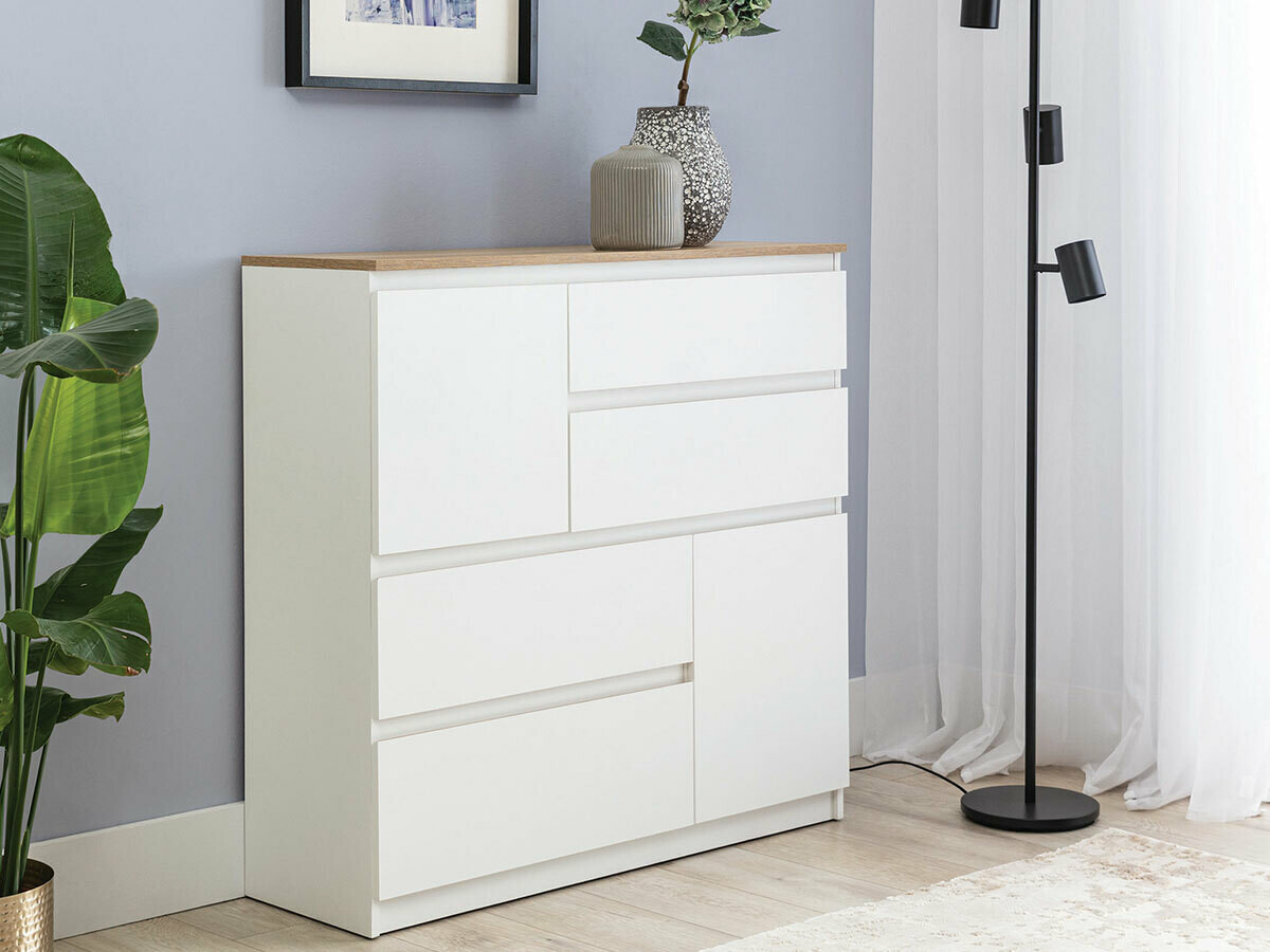 Συρταριέρα Catelbi 105 (Άσπρο + Δρυς)