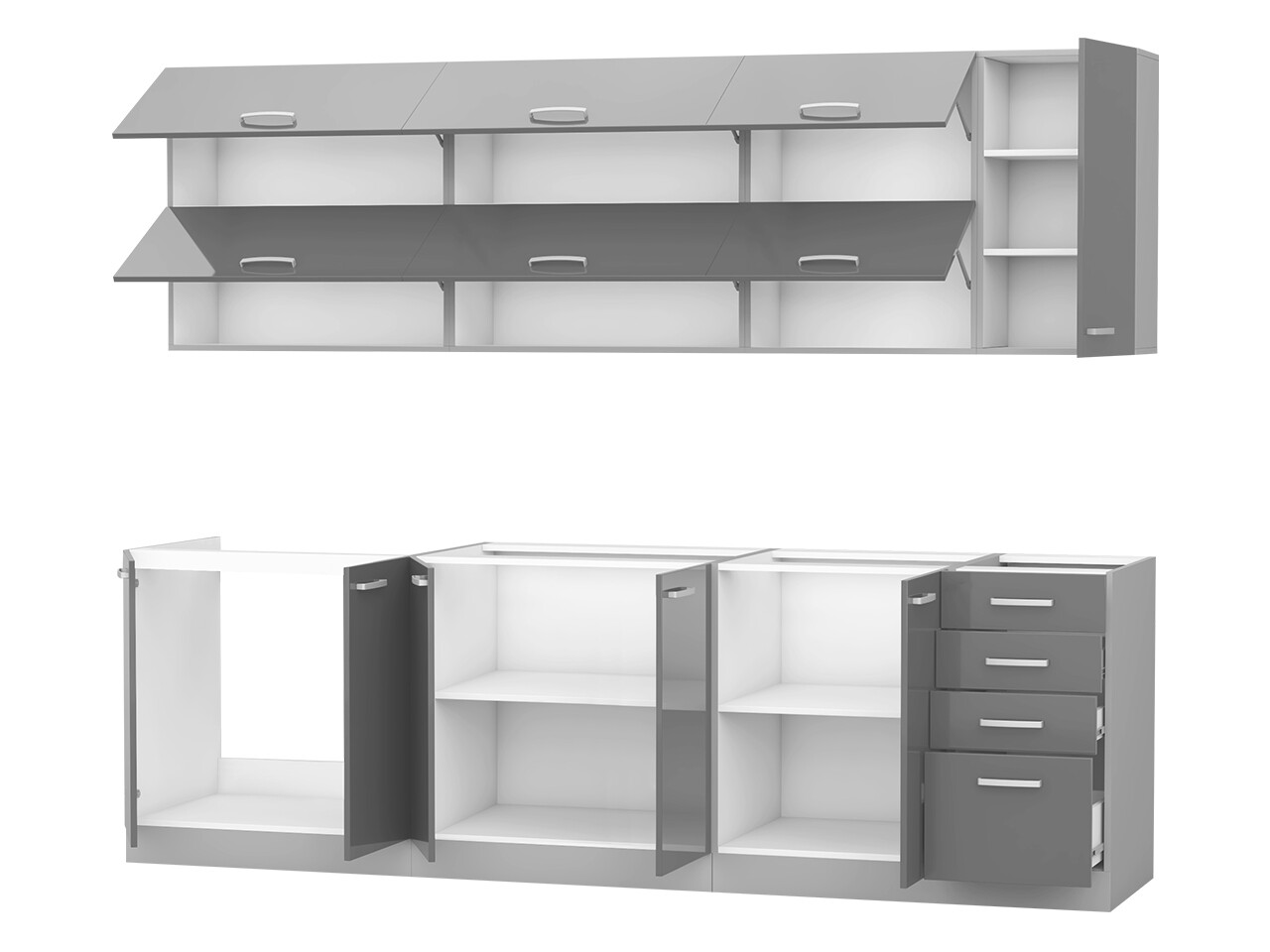 Modular kitchen set Multi Grey 123