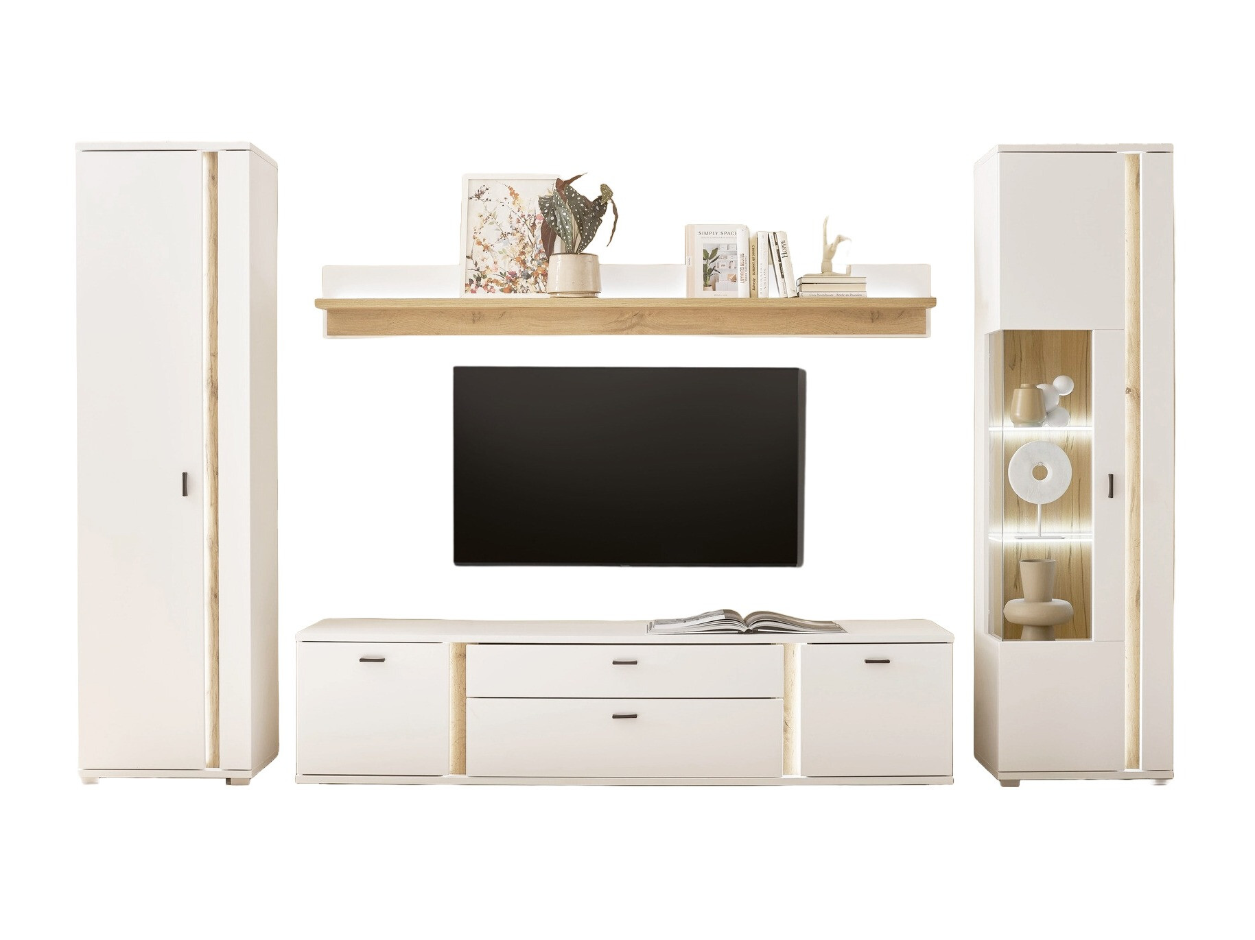 Σετ επίπλων σαλονιού Avimavi 118 (Άσπρο + Δρυς wotan)