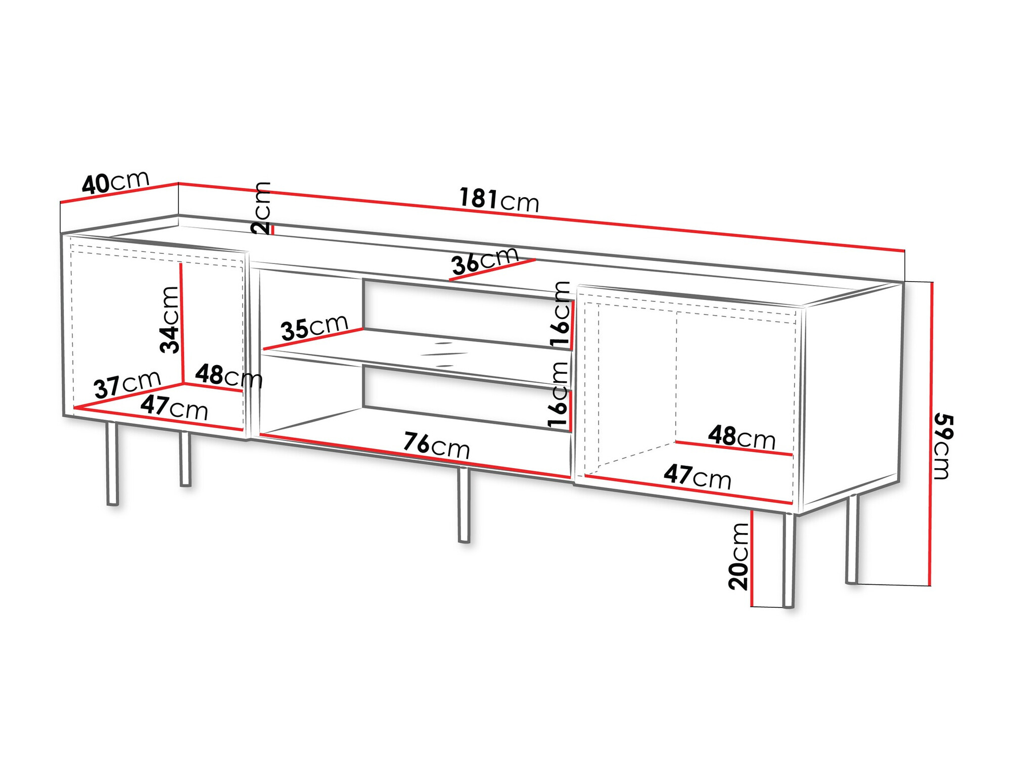 Έπιπλο τηλεόρασης Sillen II (Κασμίρι)