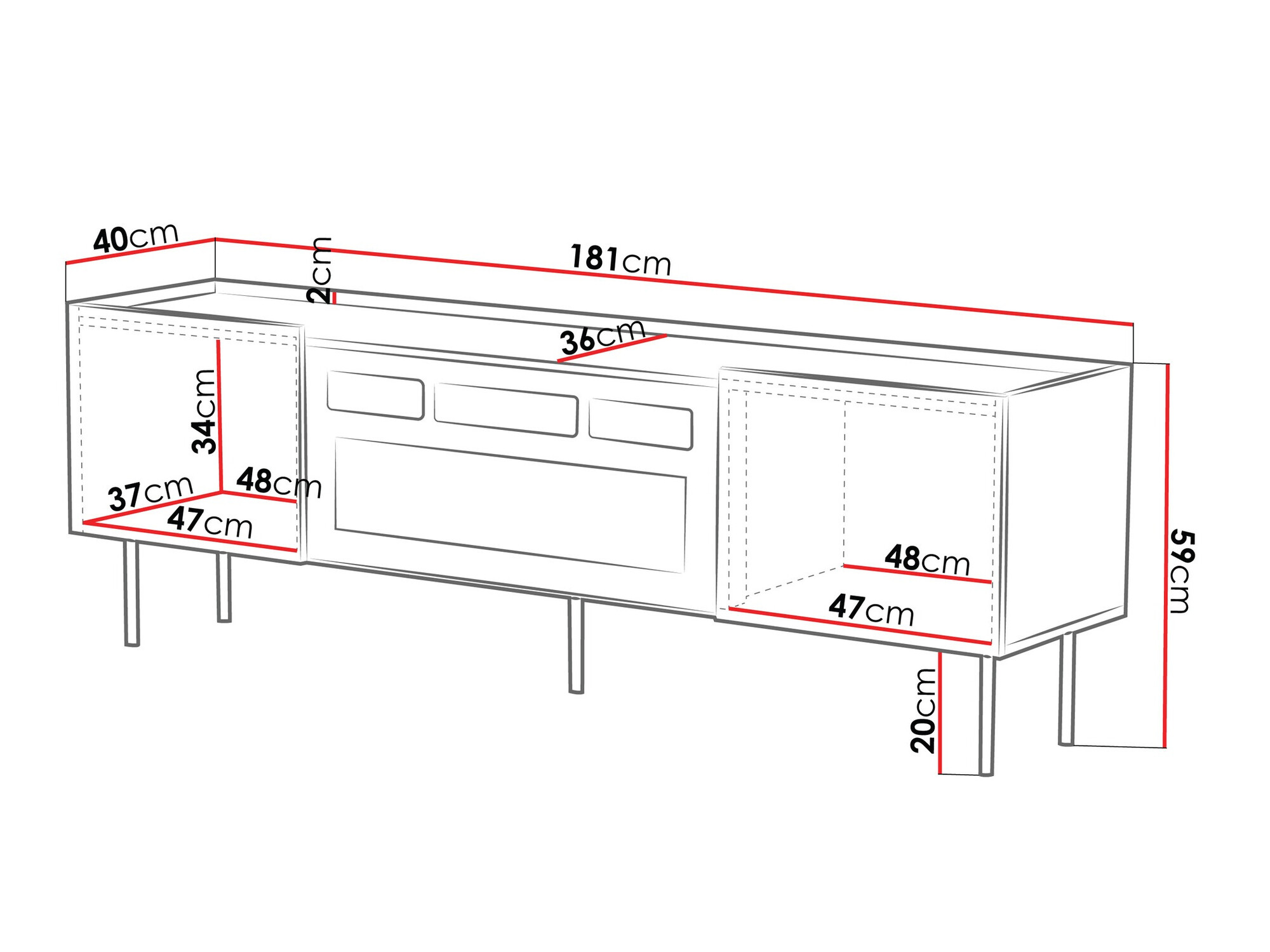 Έπιπλο τηλεόρασης Sillen III (Κασμίρι)