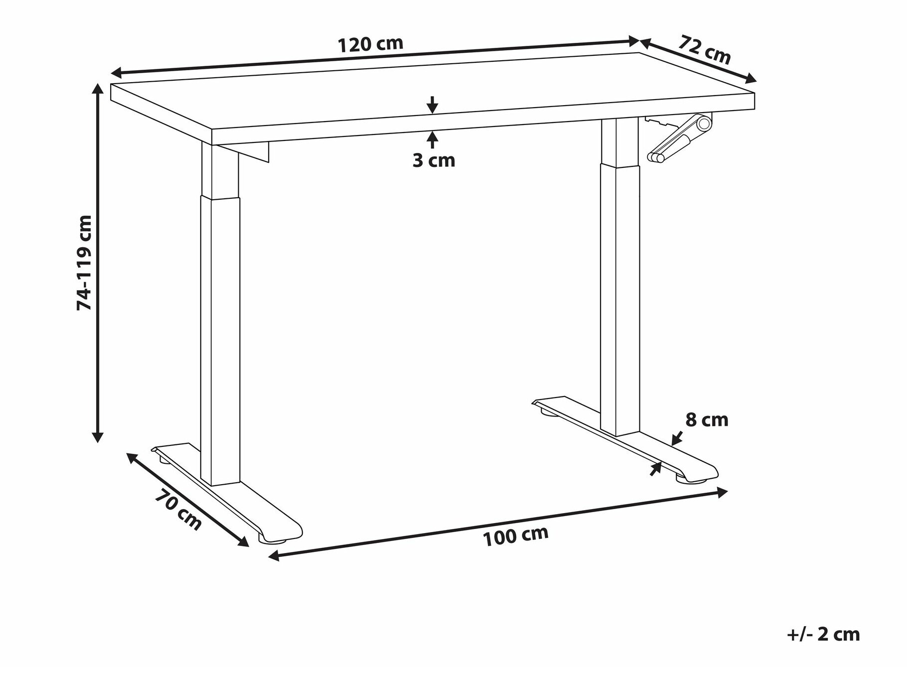 Γραφείο με ρυθμιζόμενο ύψος Berwyn 2179 (Σκούρο ξύλο)