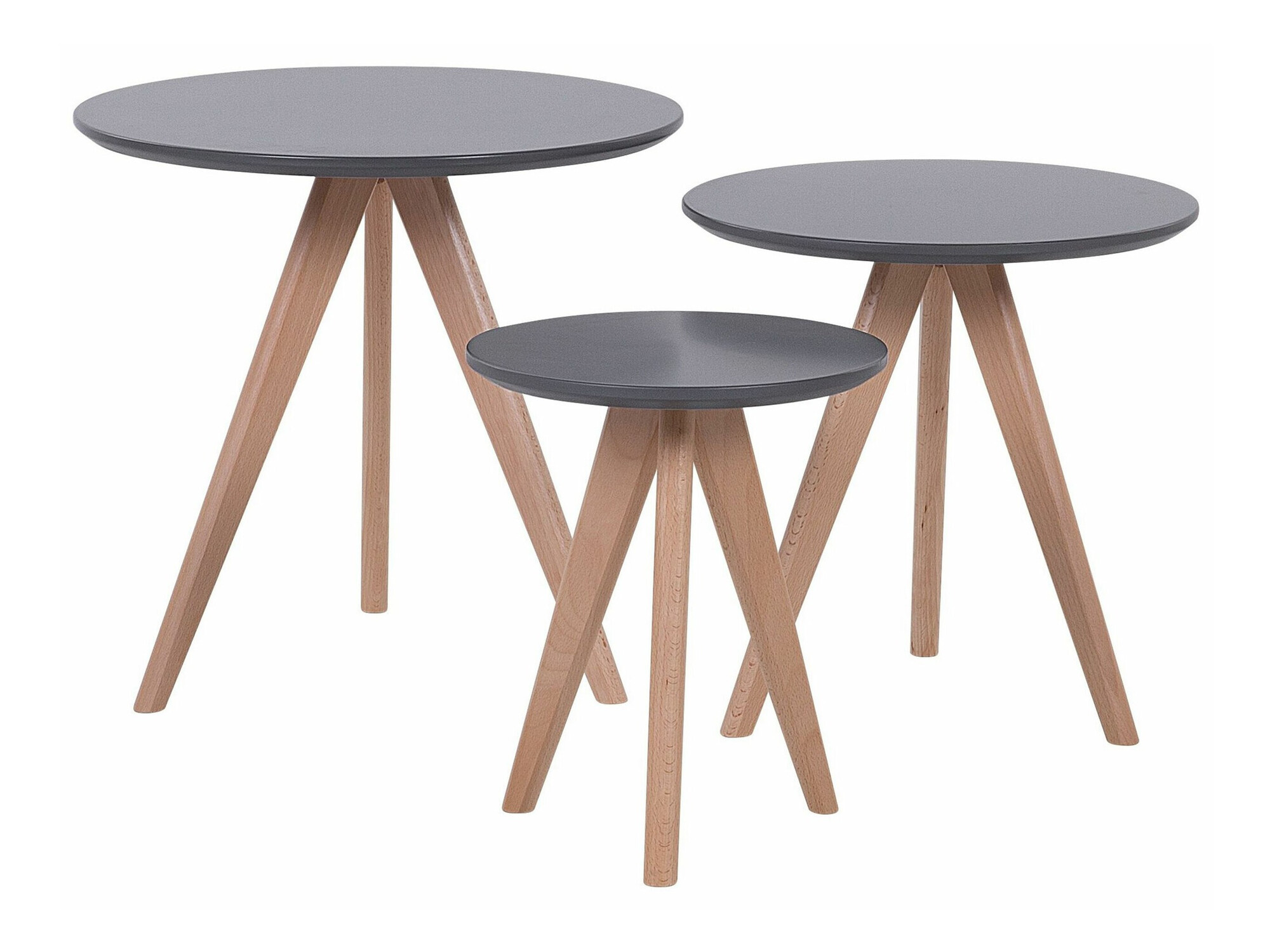 Nest of side tables Berwyn 1739 (Grey + Light wood)