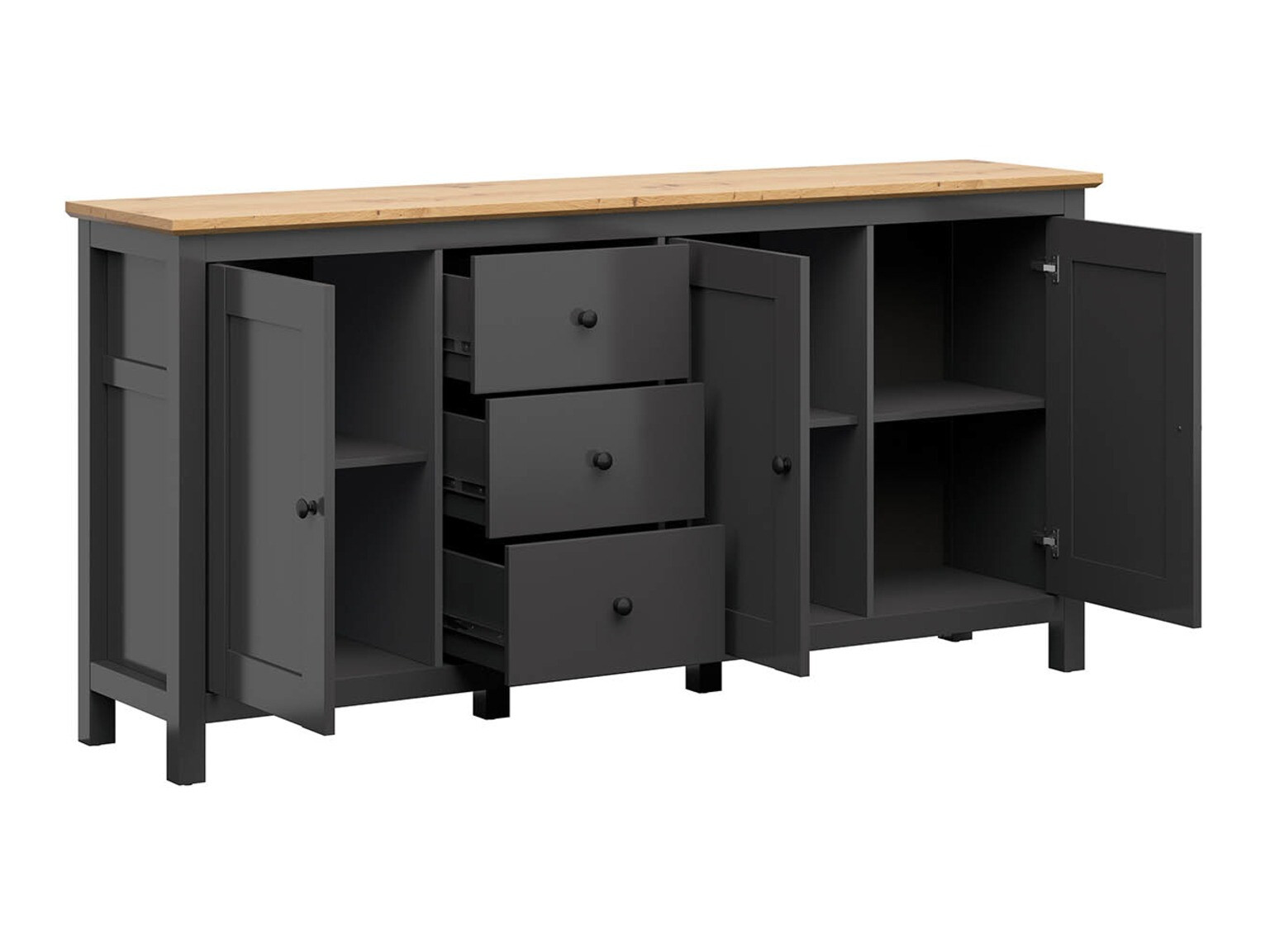 Chest of drawers Sordoro 102 (Graphite + Artisan oak)