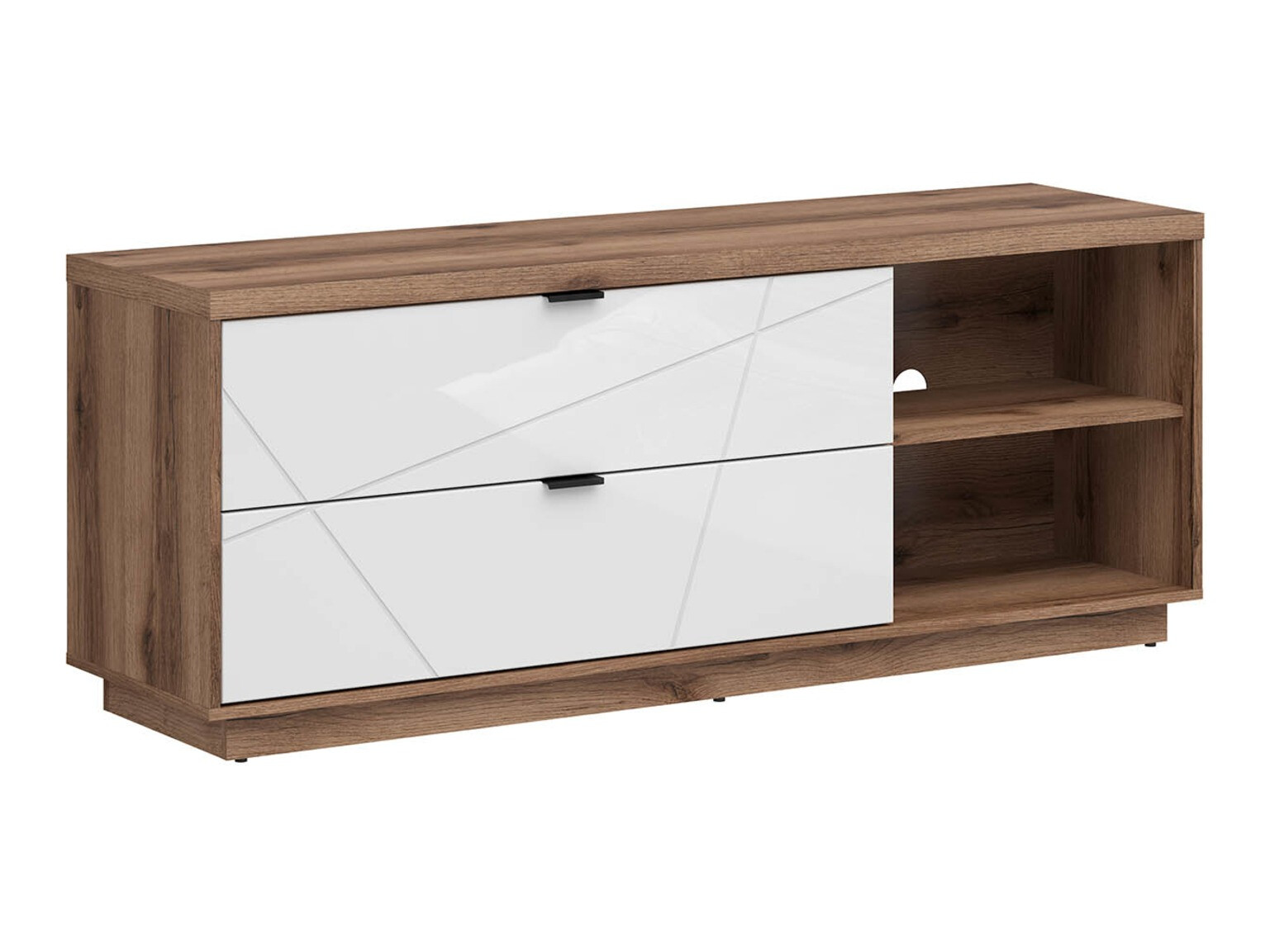 TV stand Fivale 104 (Dark Delano oak + Glossy white)