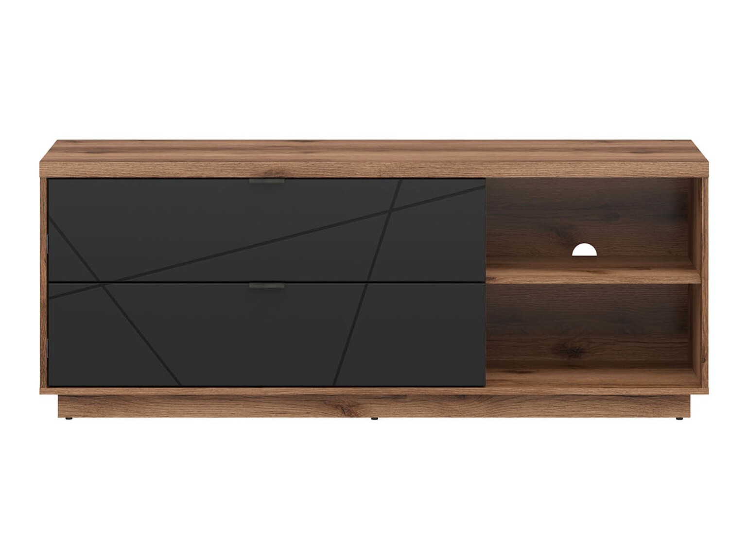 TV stand Fivale 104 (Dark Delano oak + Matte black)
