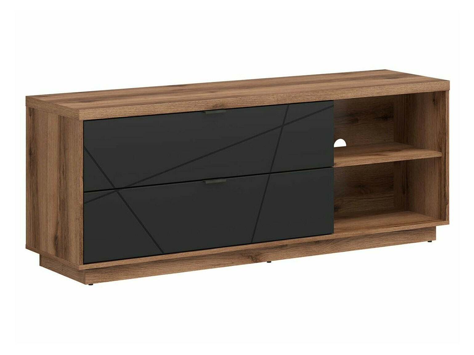 TV stand Fivale 104 (Dark Delano oak + Matte black)