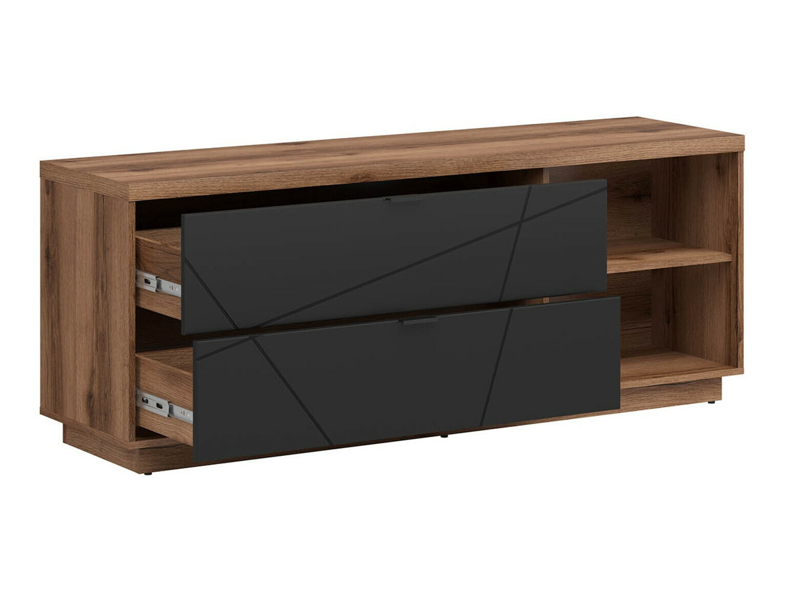 TV stand Fivale 104 (Dark Delano oak + Matte black)