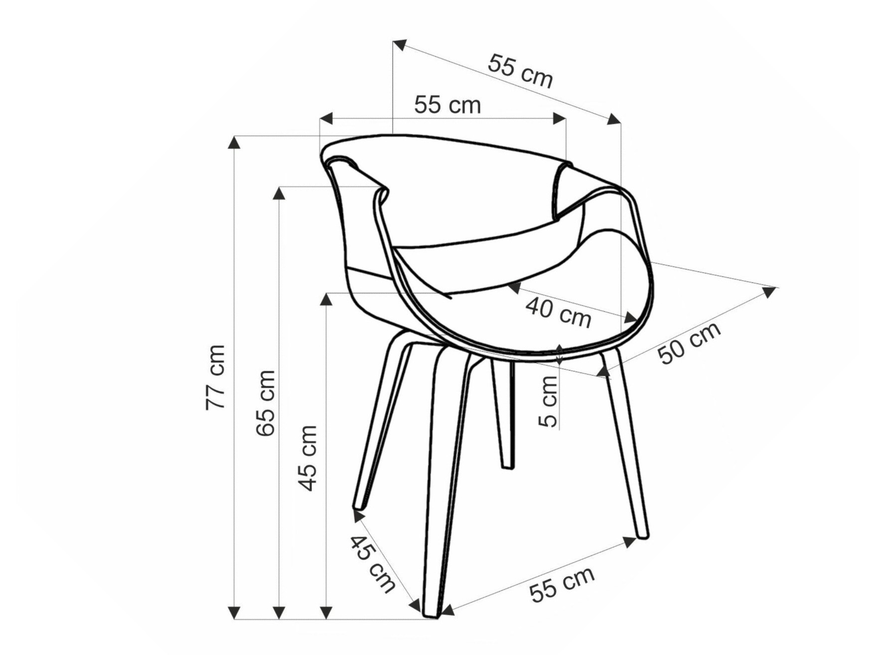 Chair Houston 1596 (Grey + Walnut)