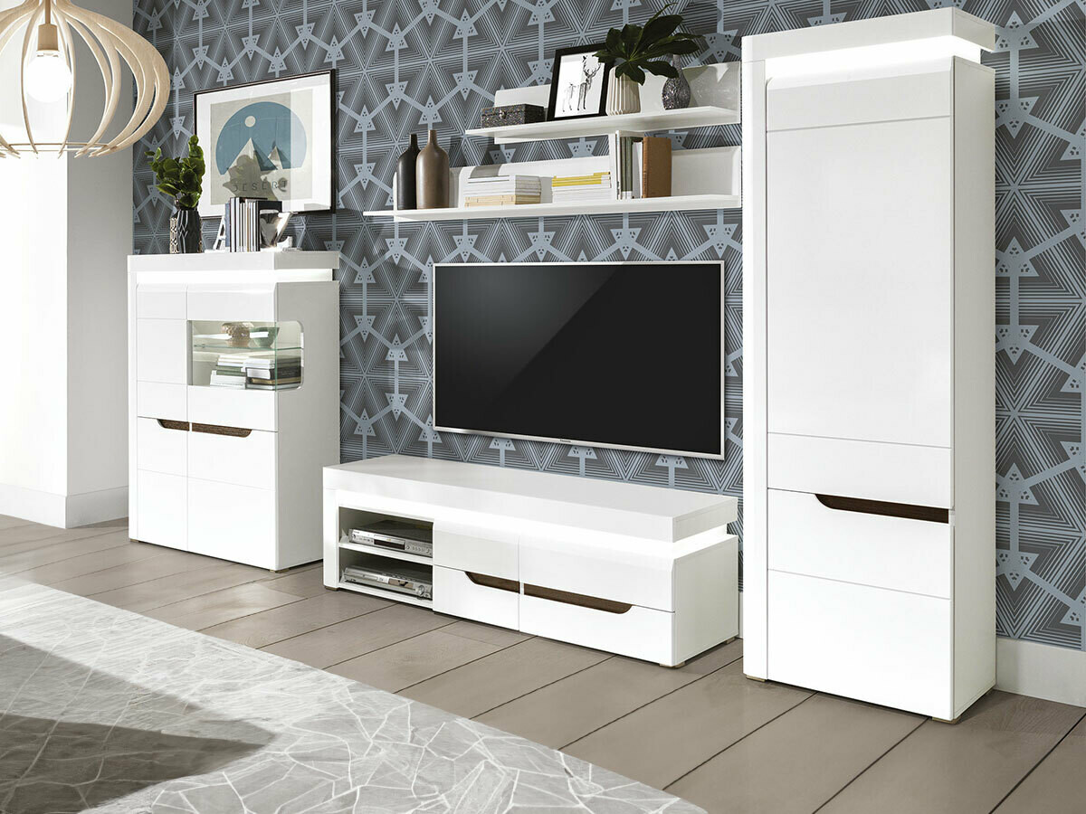 Ράφι τοίχου Revelmi 109 (Γυαλιστερό λευκό + Άσπρο)