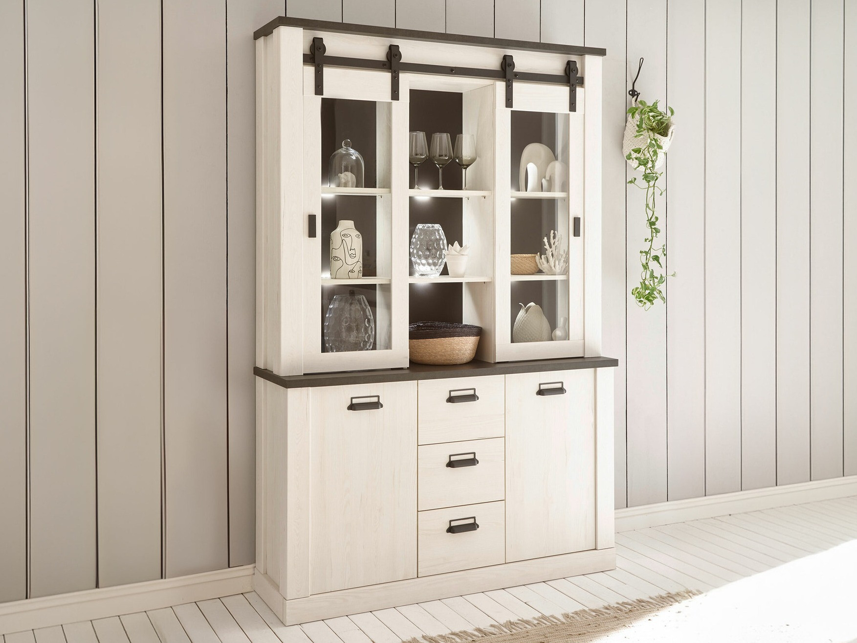 Βιβλιοθήκη Cirtale 110 (Λευκασμένο πεύκο + Antrahite)