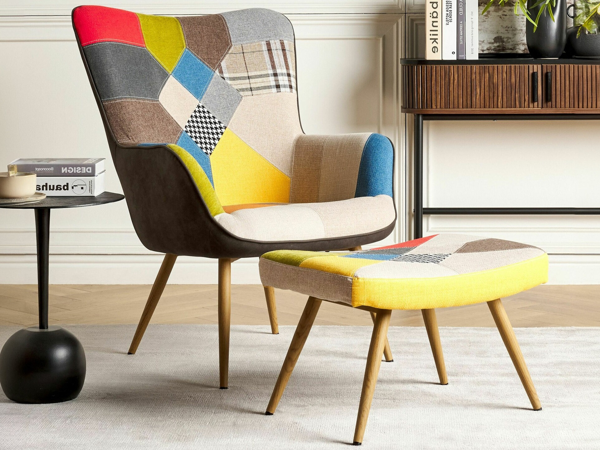 Πολυθρόνα Berwyn 2048 (Μαύρο + Μπλε + Κίτρινο)