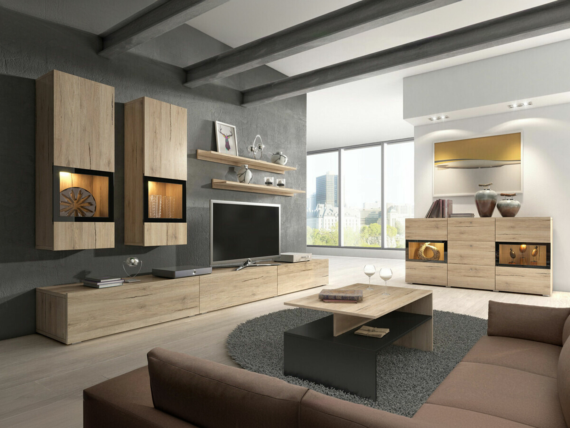 Σετ επίπλων σαλονιού Serodeu 104 (San remo δρυς)